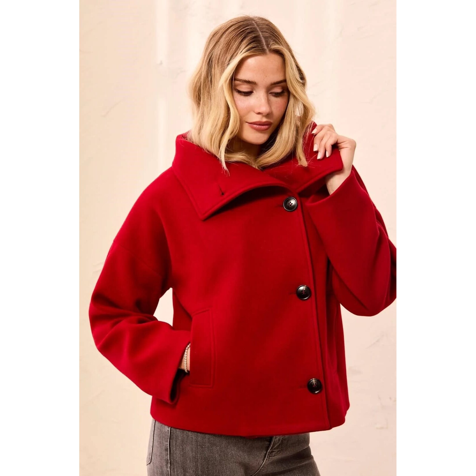 Tribal Lofty Chic Funnel Neck Jacket