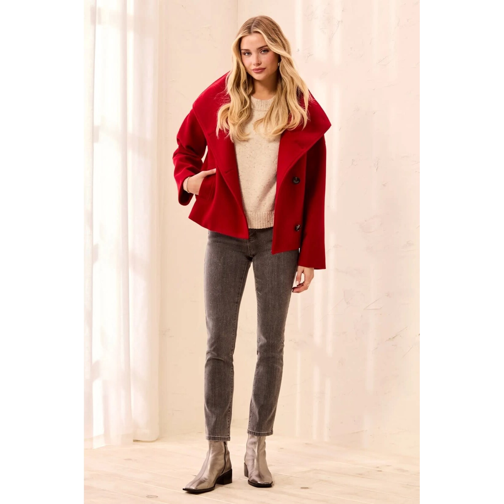 Tribal Lofty Chic Funnel Neck Jacket
