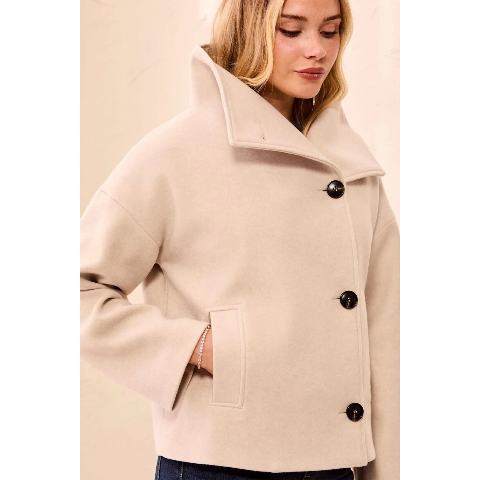 Tribal Lofty Chic Funnel Neck Jacket