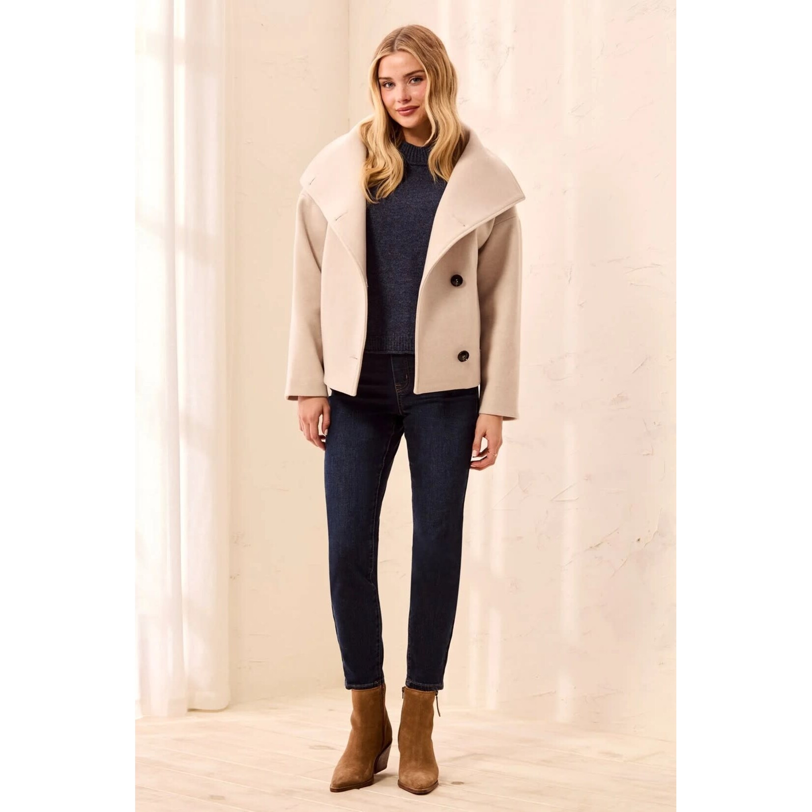 Tribal Lofty Chic Funnel Neck Jacket