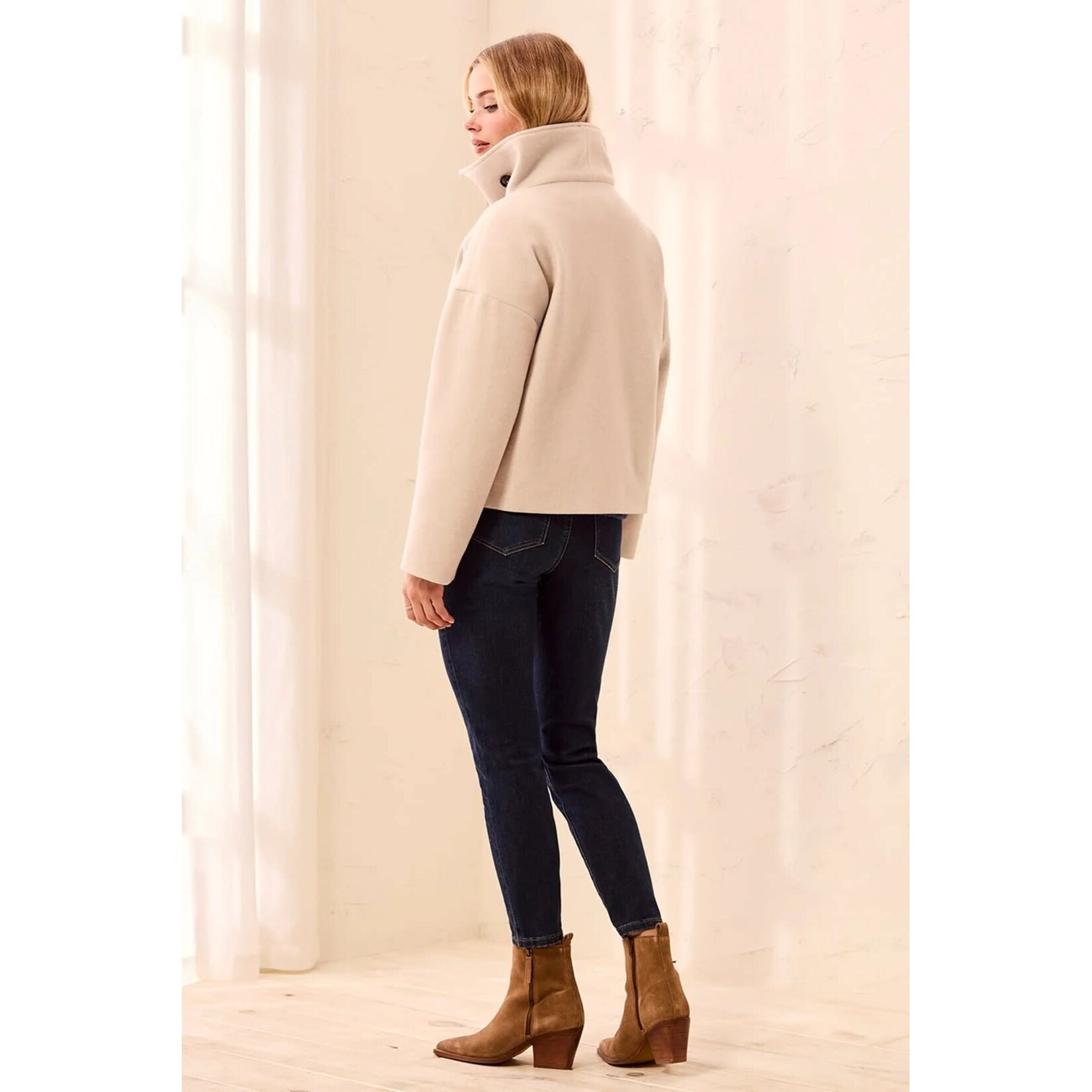 Tribal Lofty Chic Funnel Neck Jacket