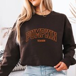 Royal Blush Pumpkin Season Embroidered Sweatshirt Dark Chocolate