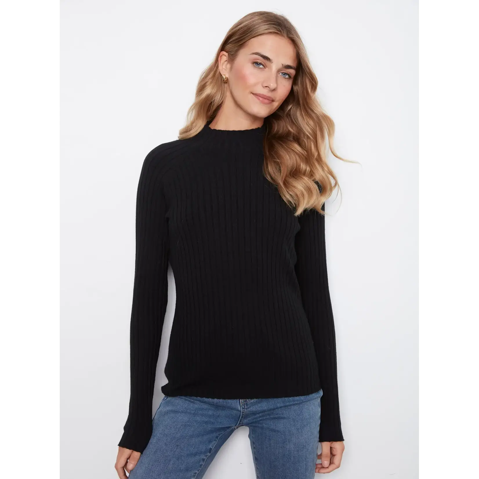 Charlie B Ribbed Mock Neck Sweater