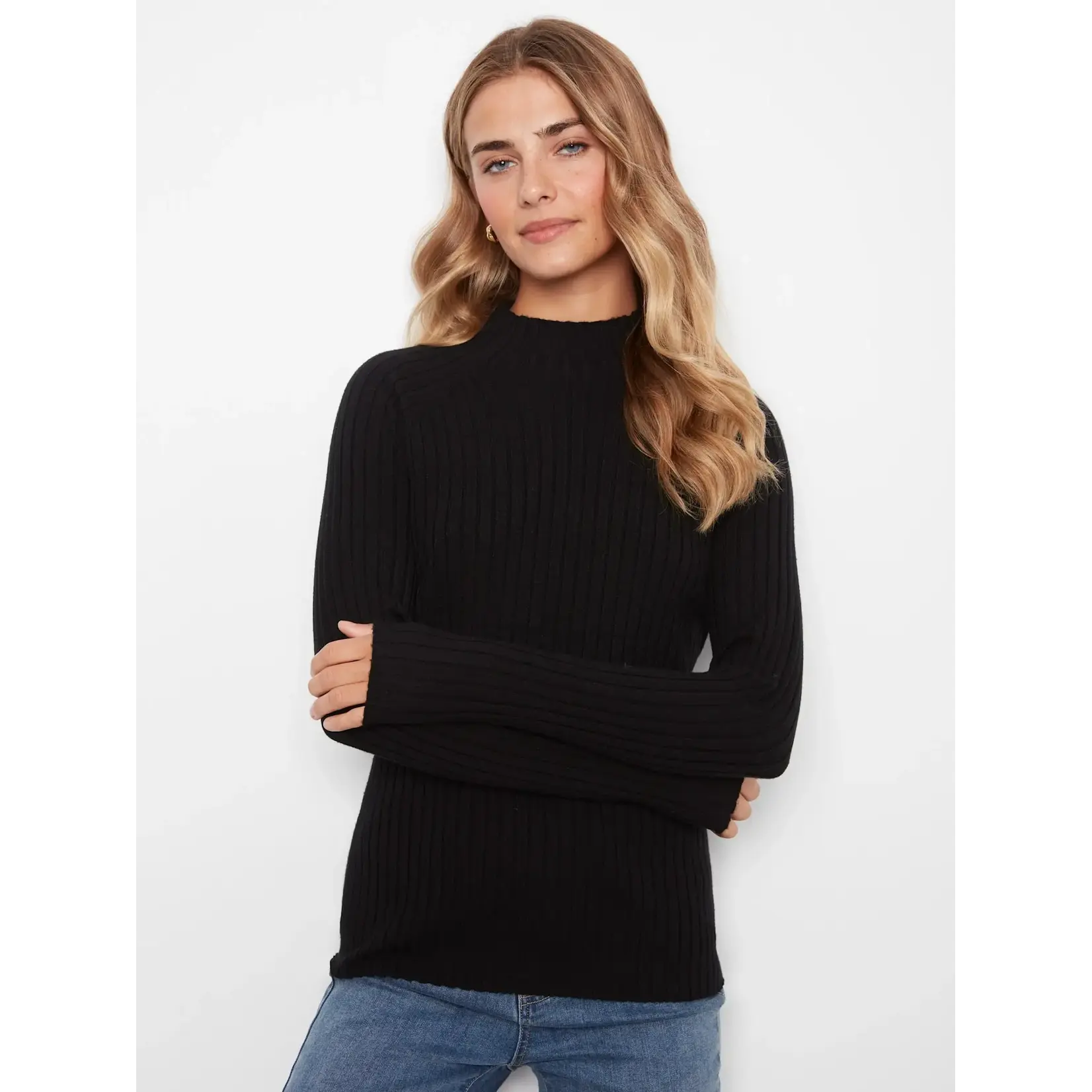 Charlie B Ribbed Mock Neck Sweater
