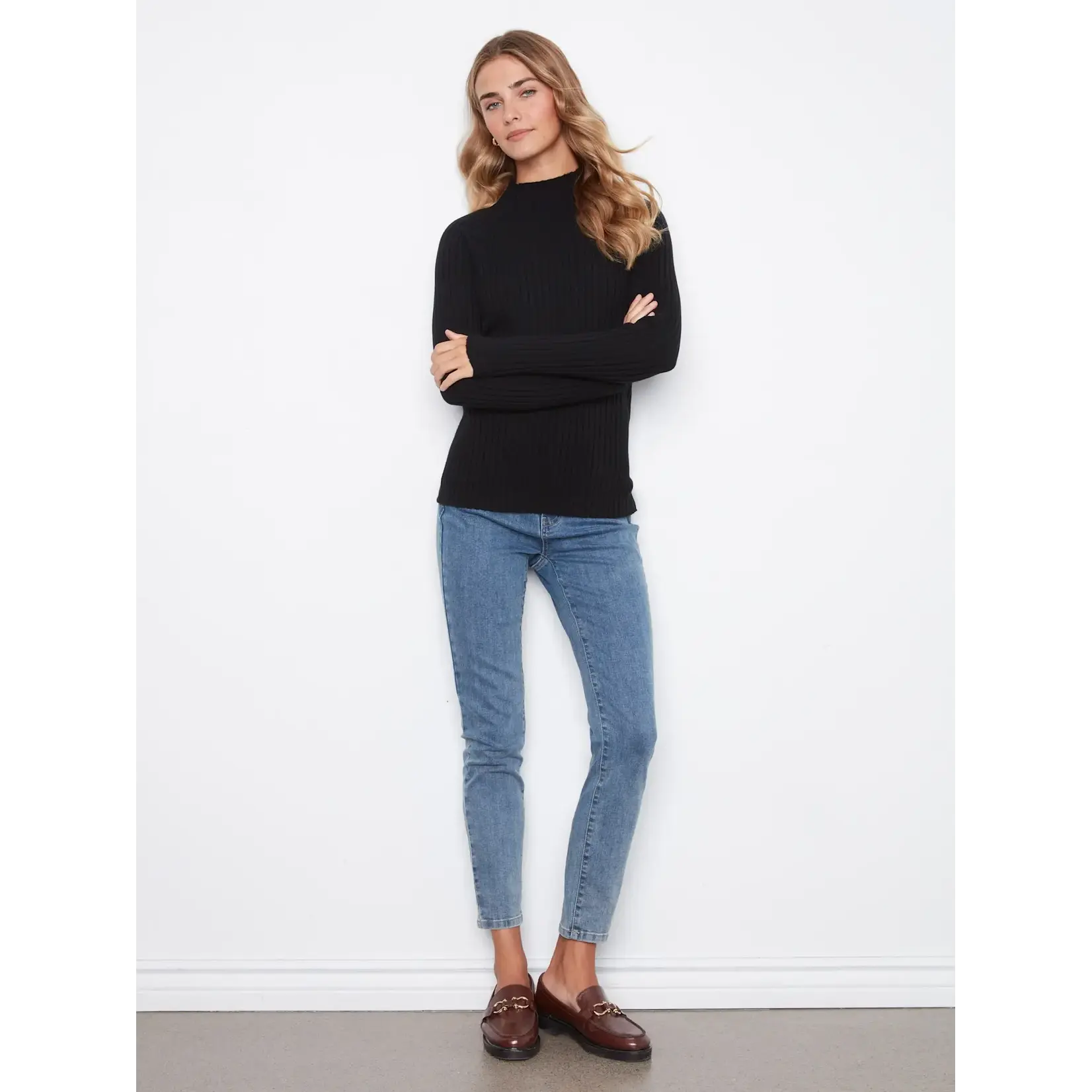 Charlie B Ribbed Mock Neck Sweater