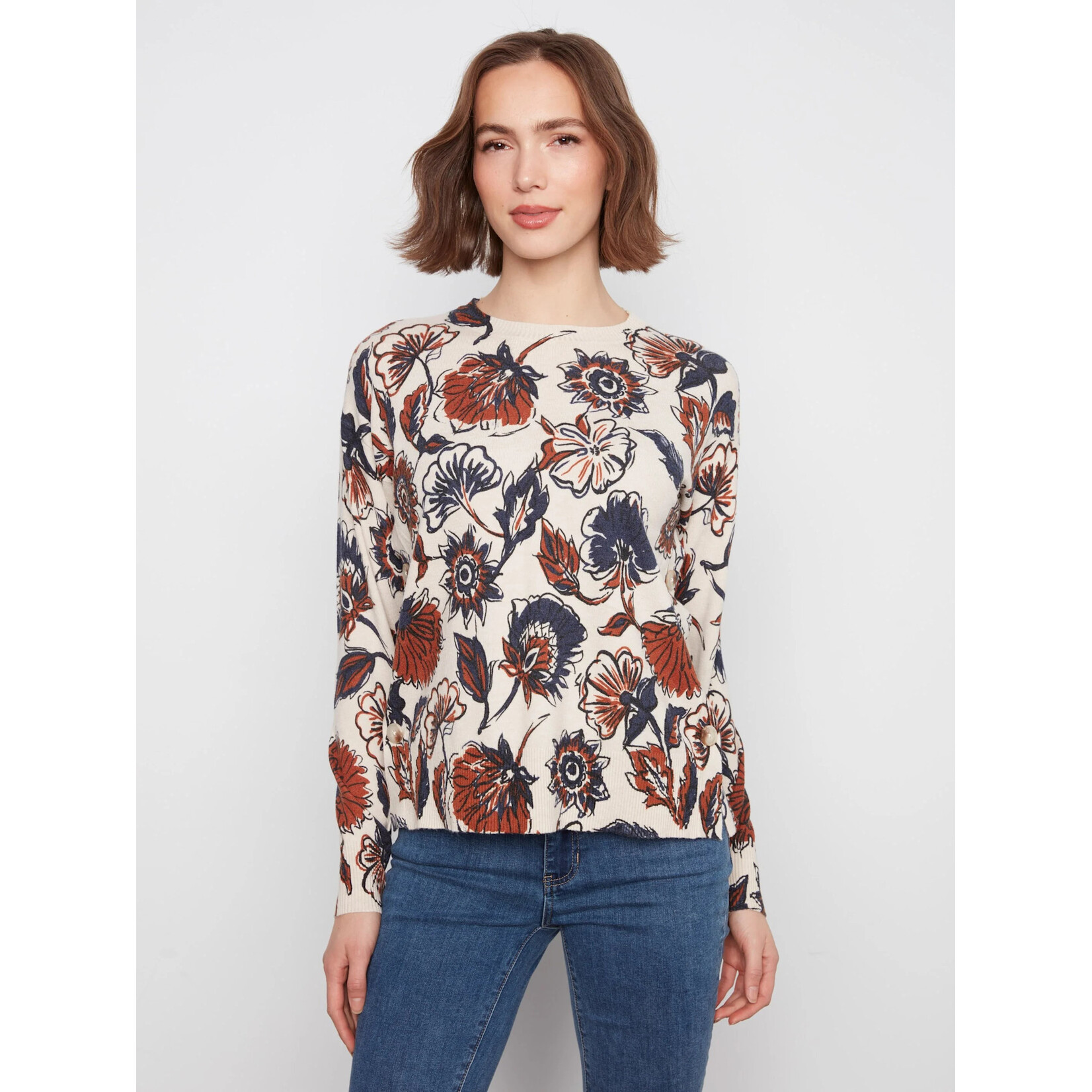 Charlie B Drop Shoulder Printed Sweater