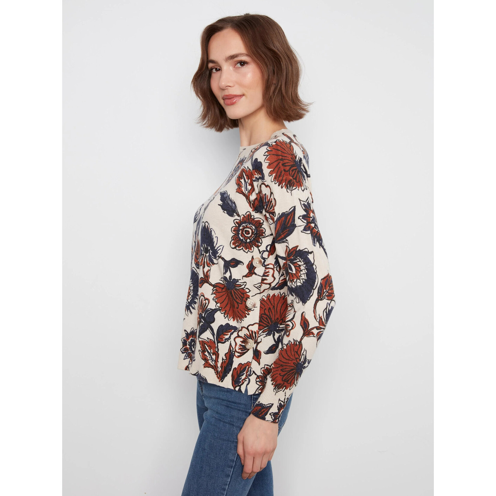 Charlie B Drop Shoulder Printed Sweater