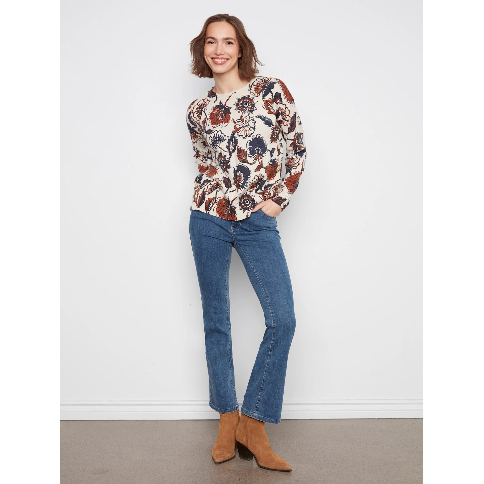 Charlie B Drop Shoulder Printed Sweater