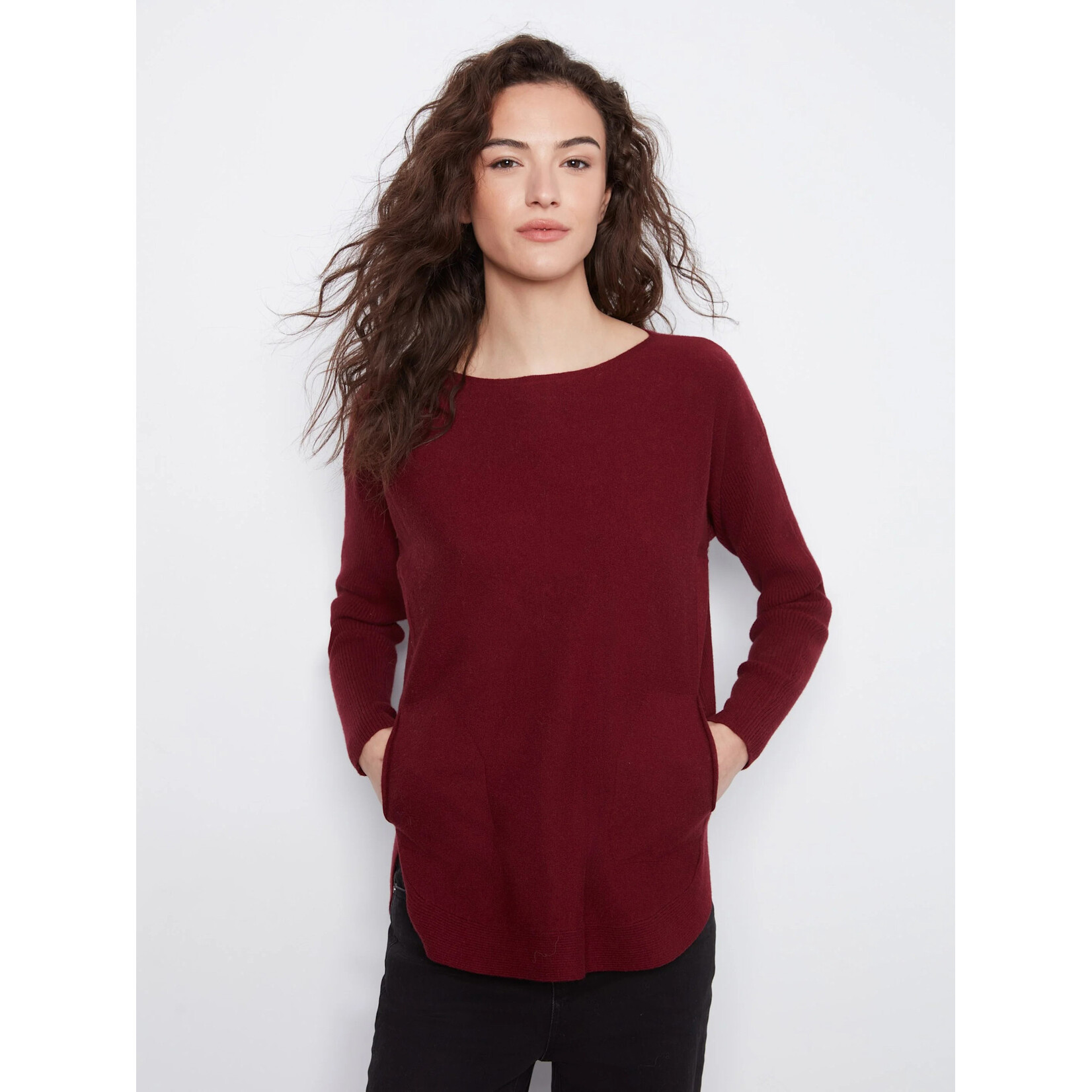 Charlie B Sweater With Back Eyelet Detail