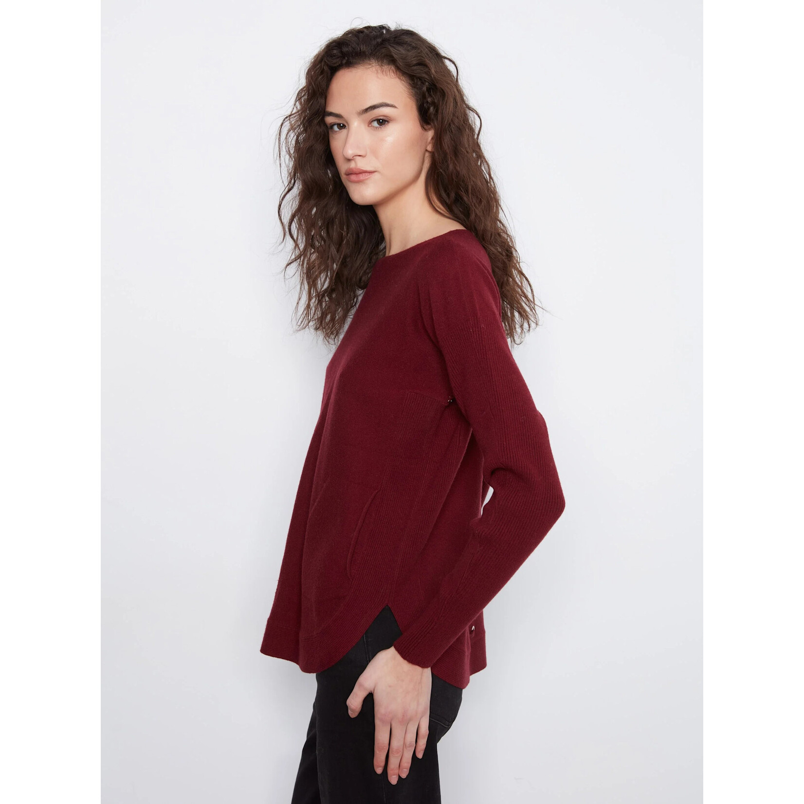 Charlie B Sweater With Back Eyelet Detail