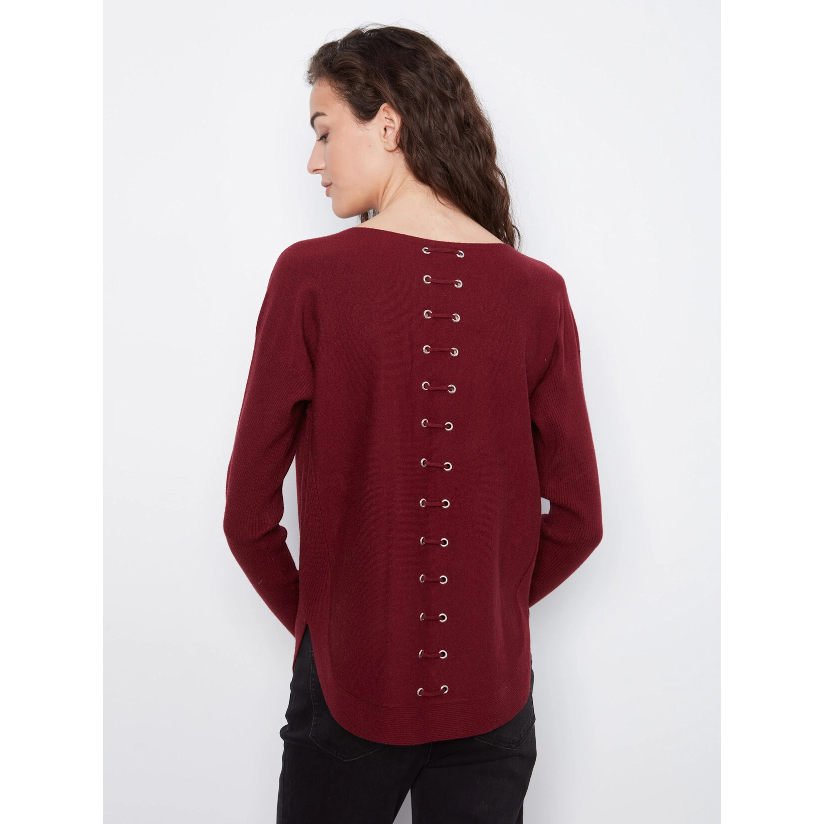 Charlie B Sweater With Back Eyelet Detail