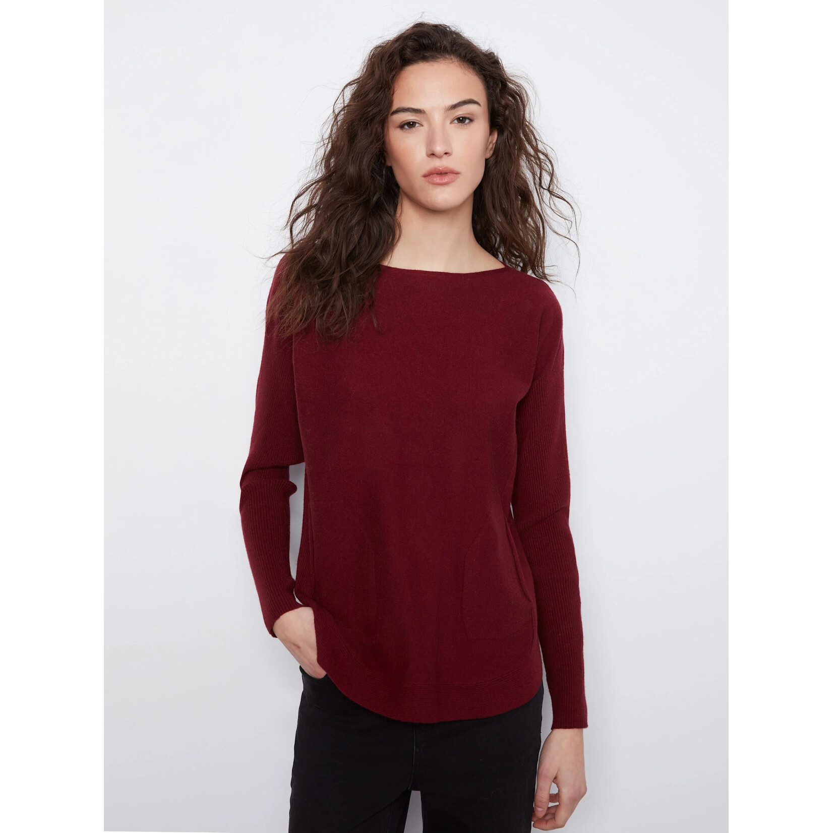 Charlie B Sweater With Back Eyelet Detail