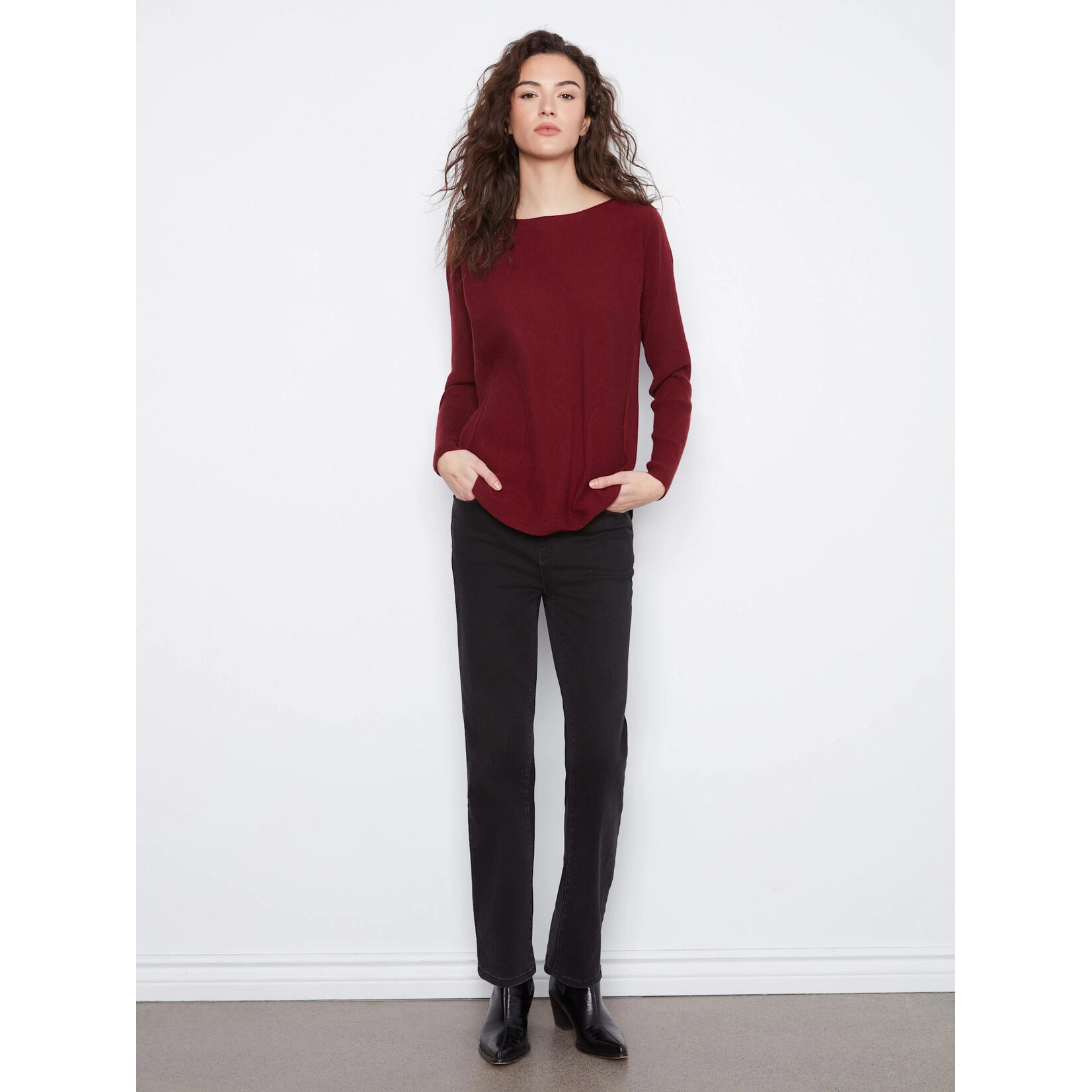 Charlie B Sweater With Back Eyelet Detail