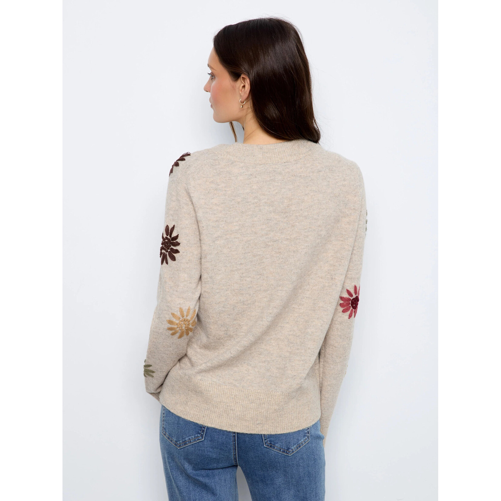 Charlie B Embroidered V-Neck Sweater