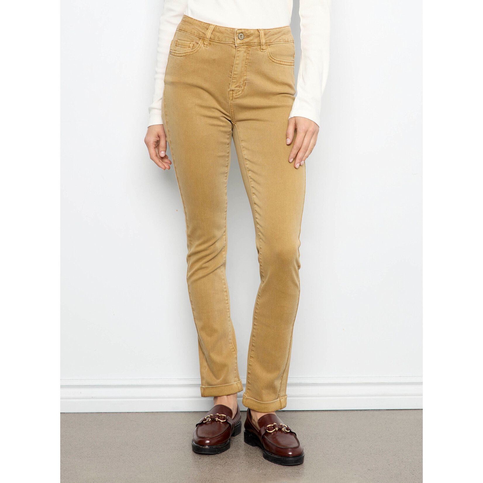 Charlie B Cuffed Hem 5 Pocket Twill Pant
