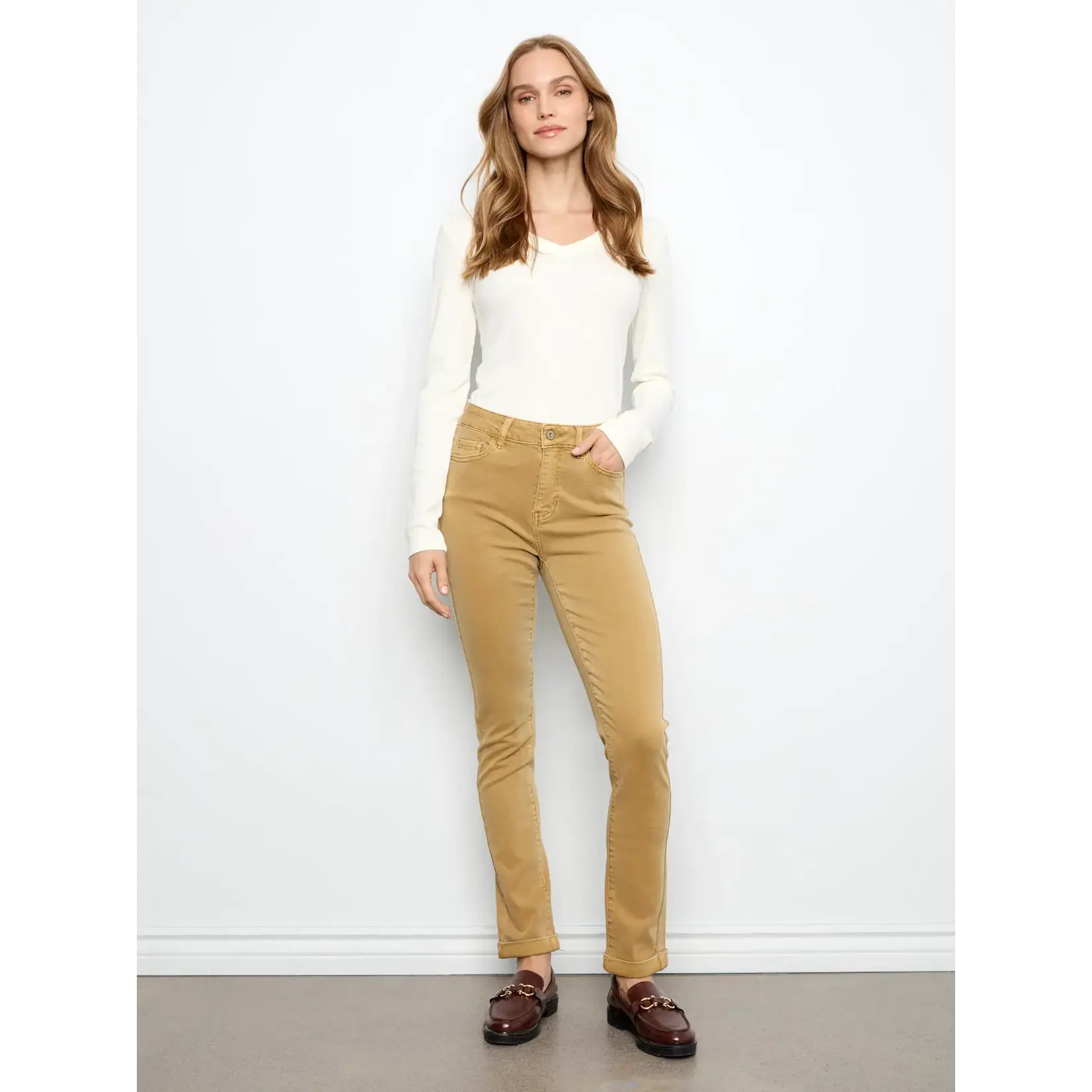Charlie B Cuffed Hem 5 Pocket Twill Pant