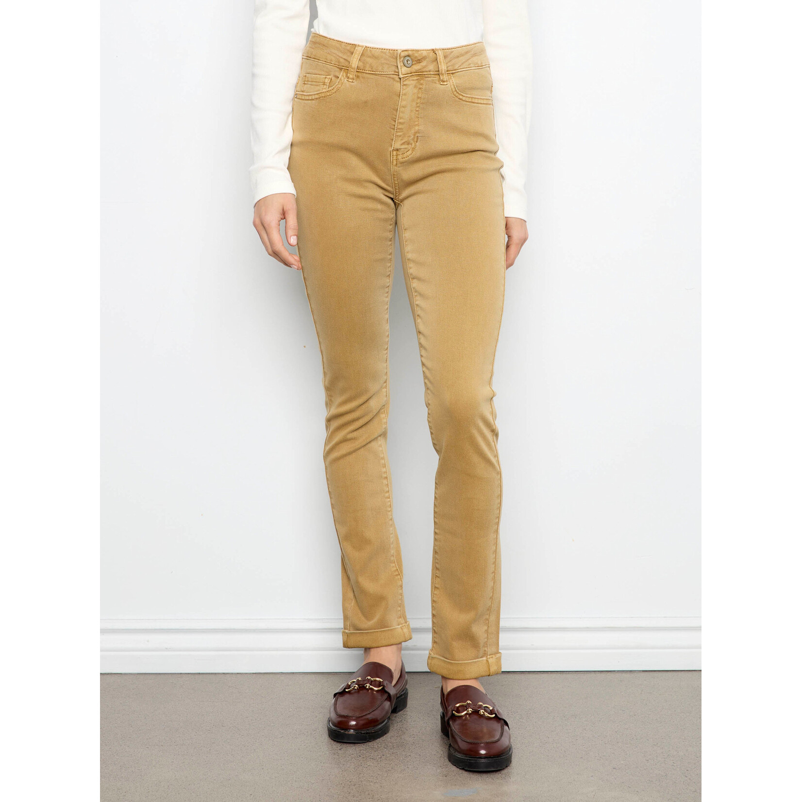 Charlie B Cuffed Hem 5 Pocket Twill Pant