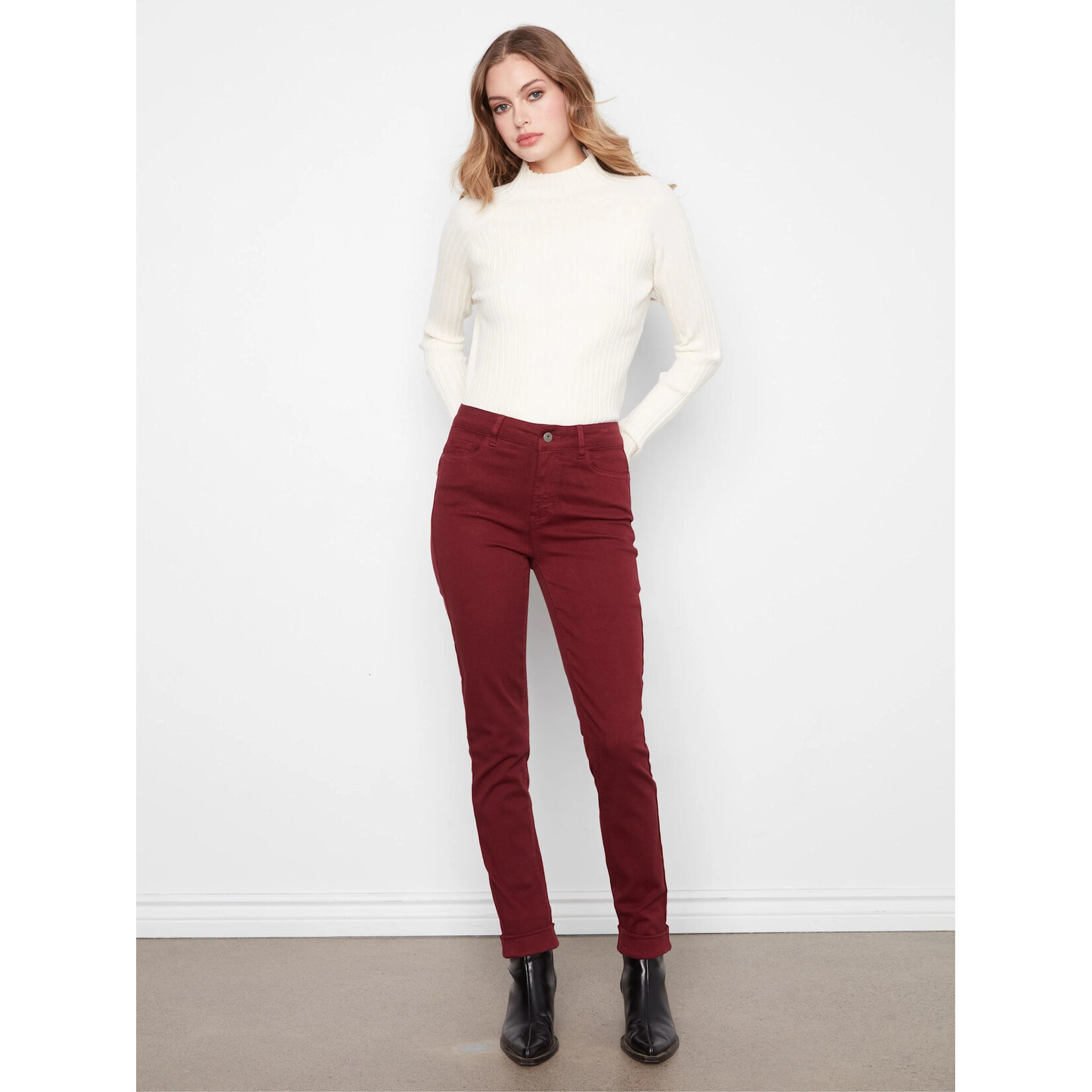 Charlie B Cuffed Hem 5 Pocket Twill Pant