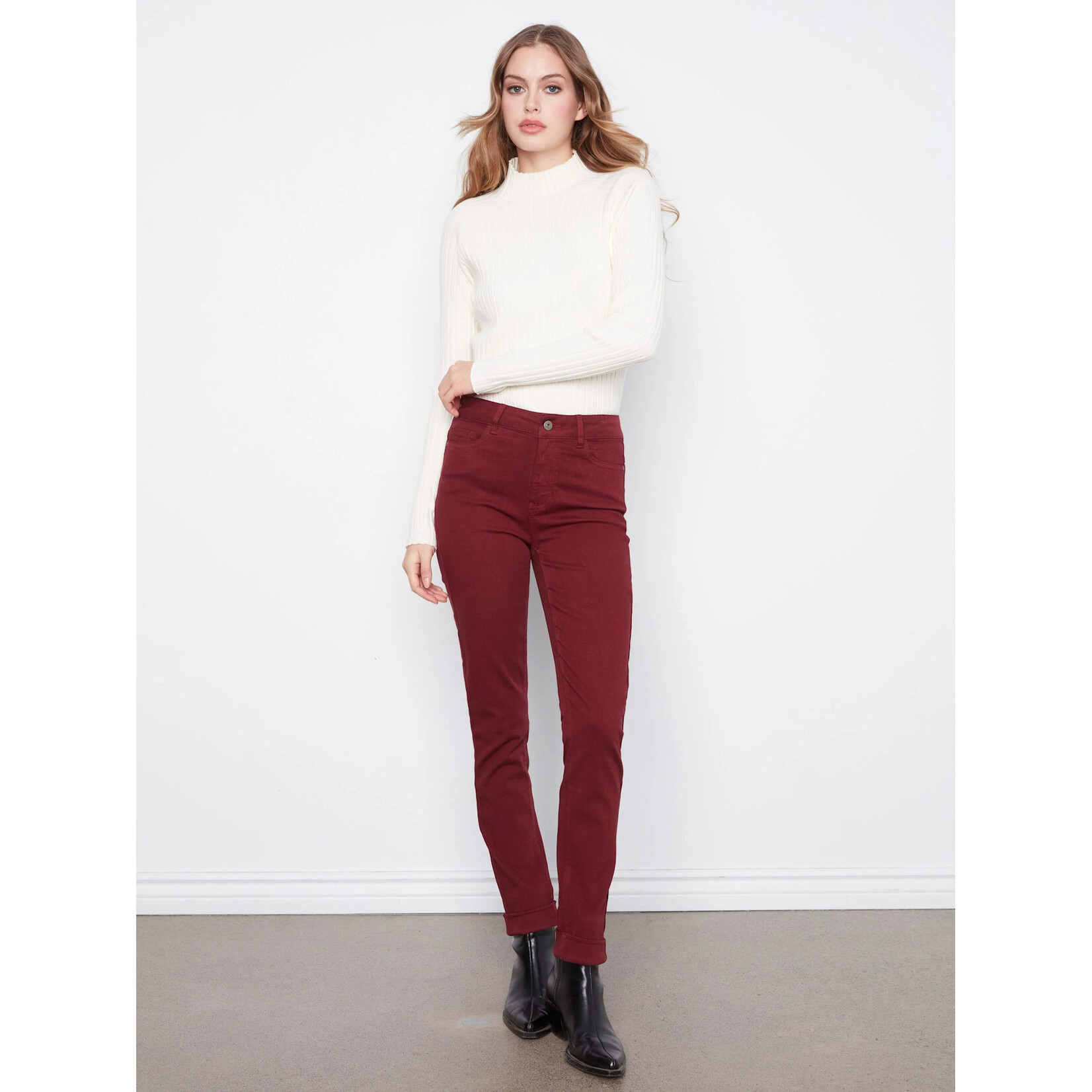 Charlie B Cuffed Hem 5 Pocket Twill Pant