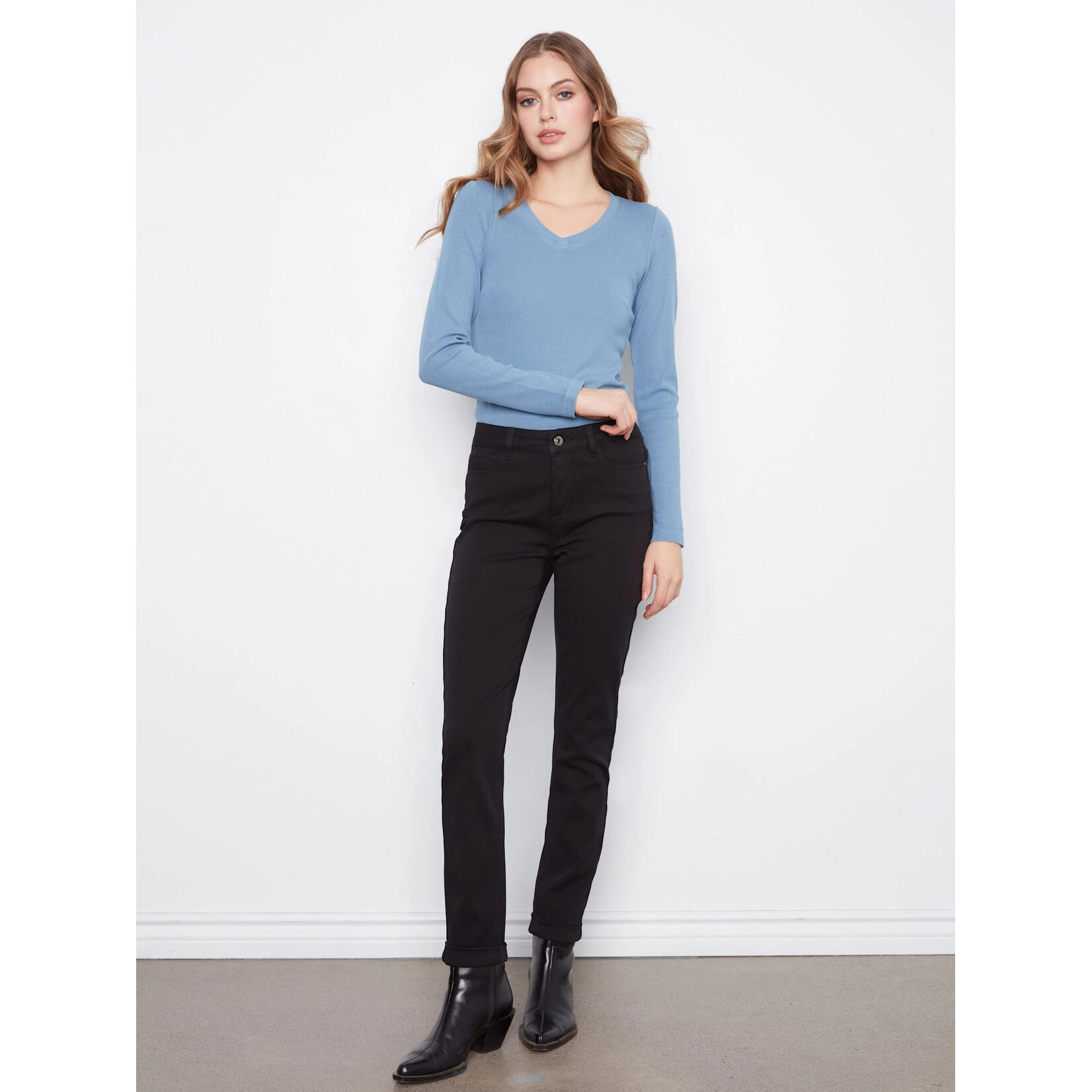 Charlie B Cuffed Hem 5 Pocket Twill Pant
