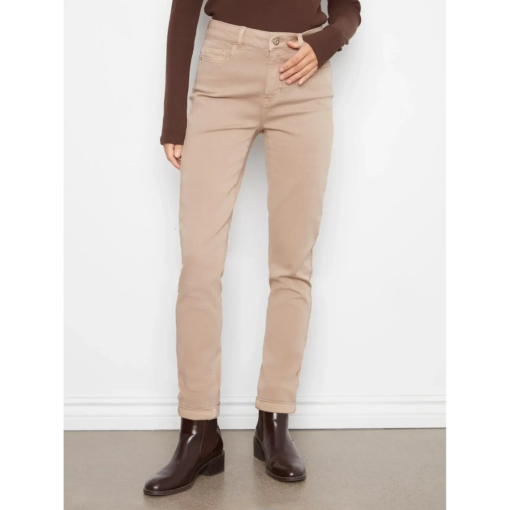 Charlie B Cuffed Hem 5 Pocket Twill Pant