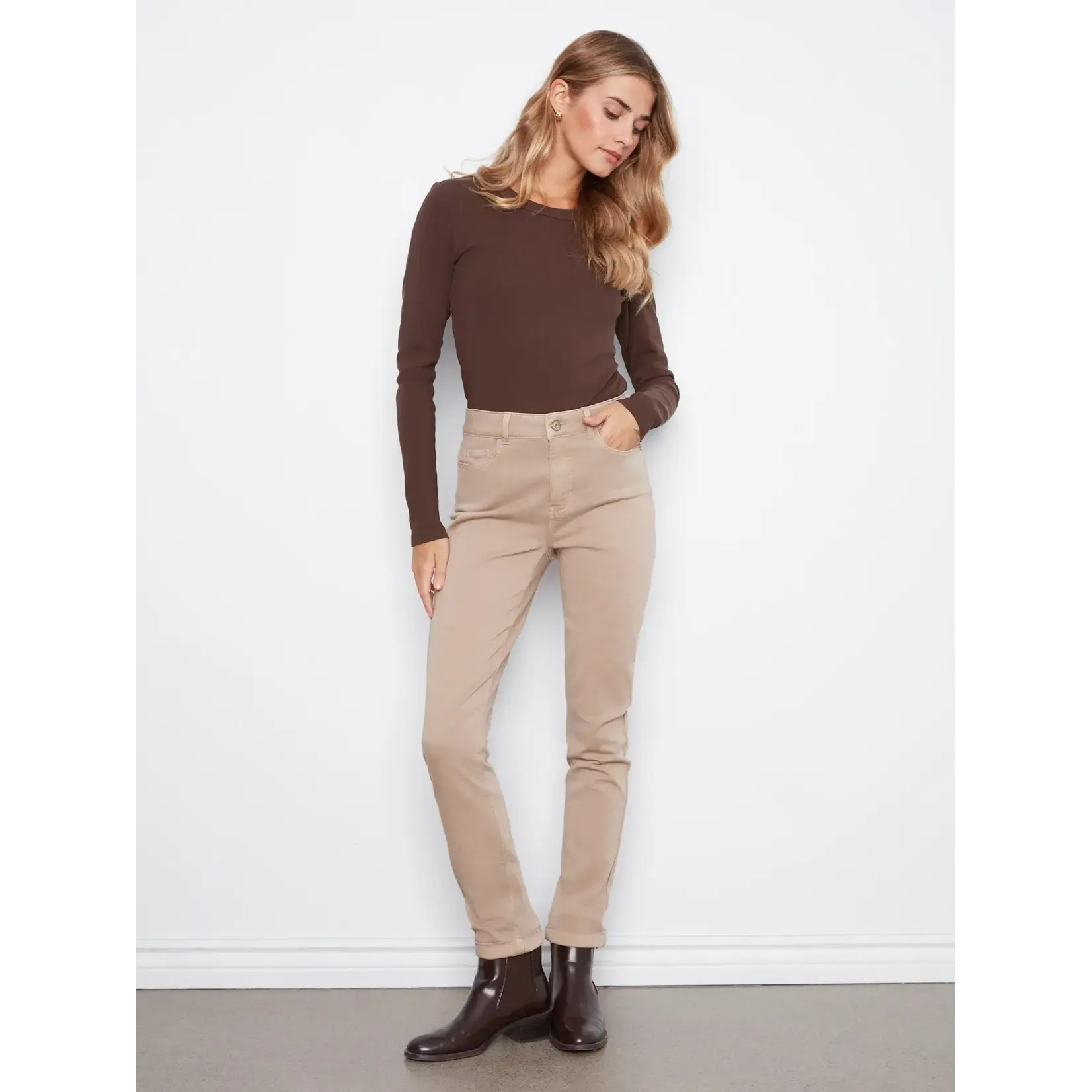 Charlie B Cuffed Hem 5 Pocket Twill Pant