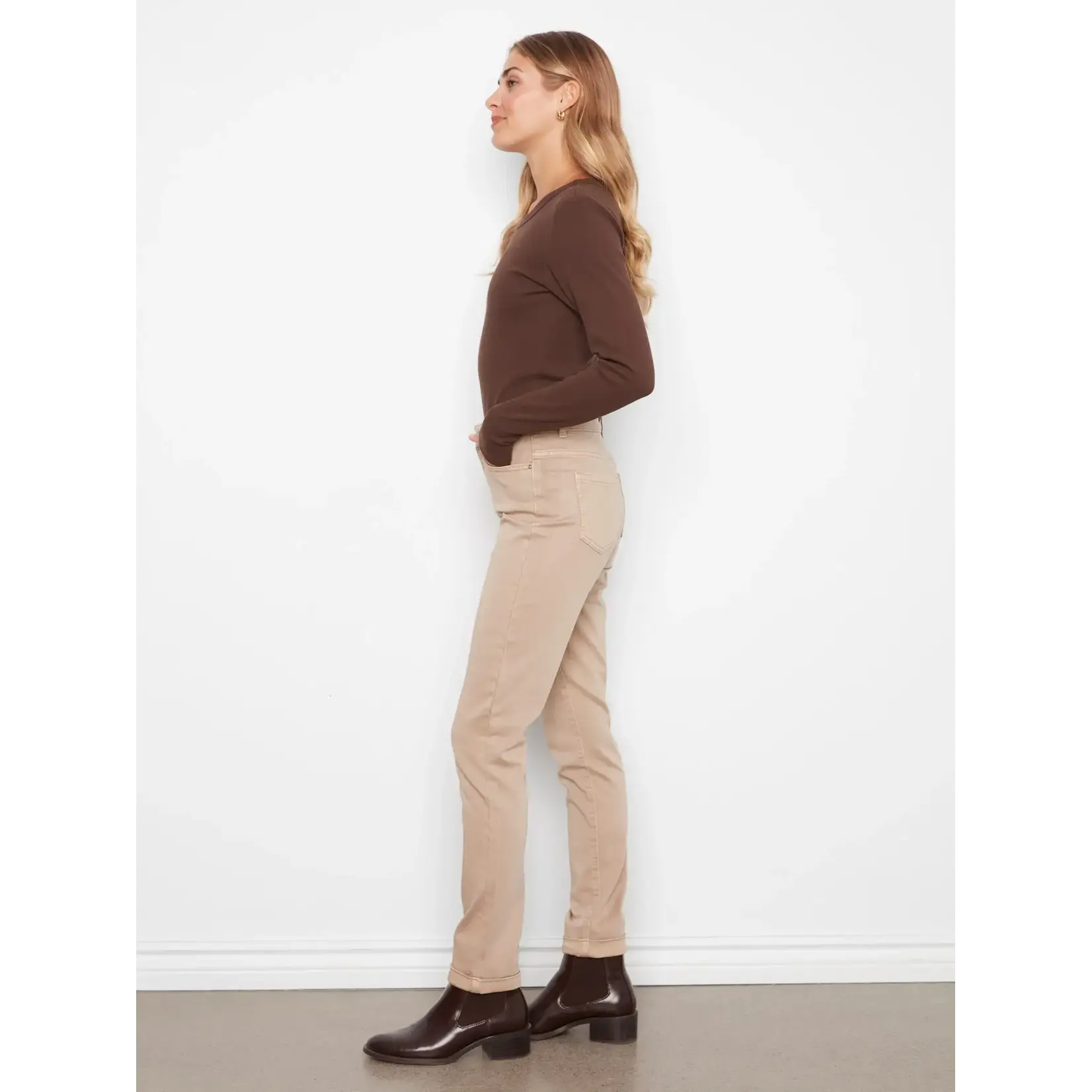 Charlie B Cuffed Hem 5 Pocket Twill Pant