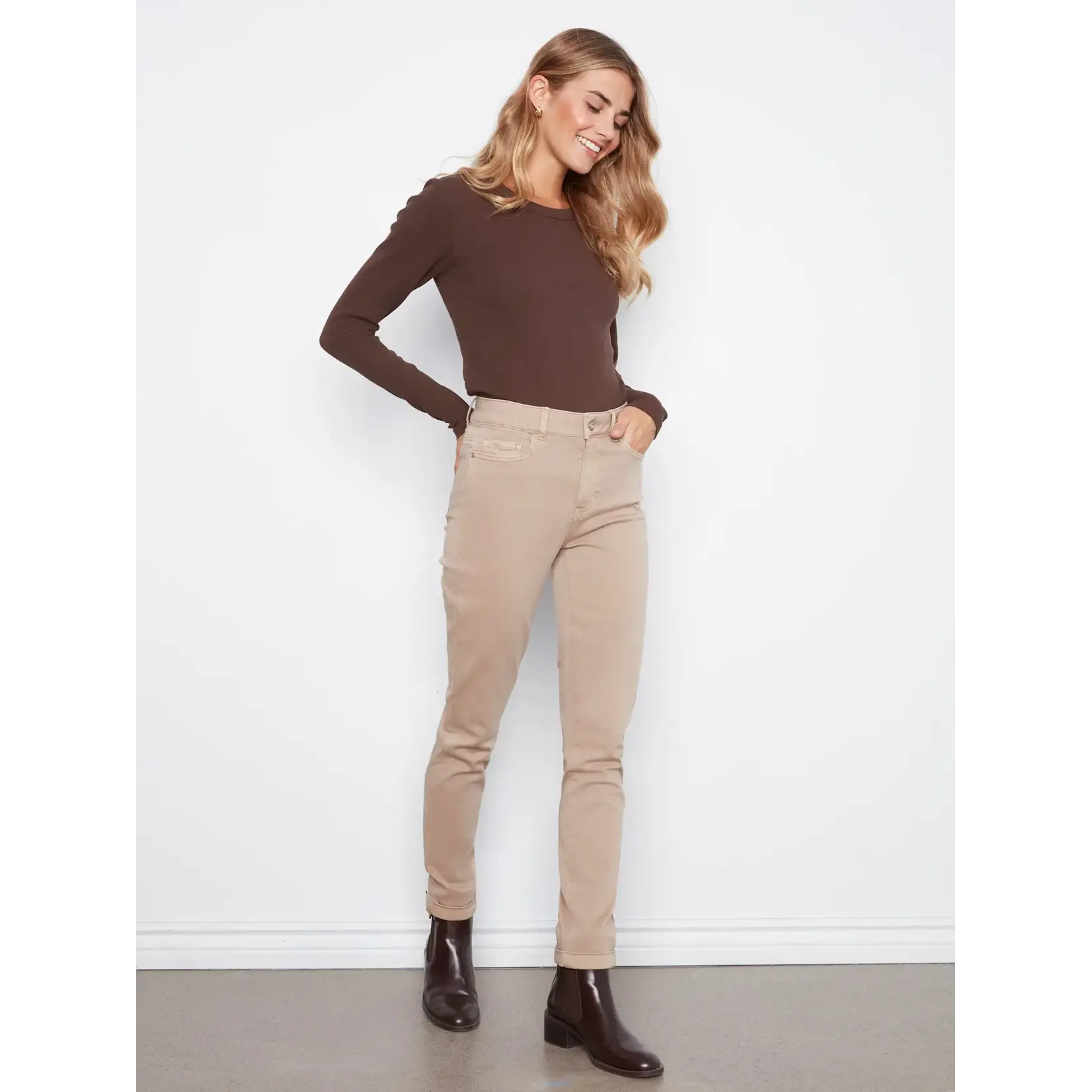 Charlie B Cuffed Hem 5 Pocket Twill Pant