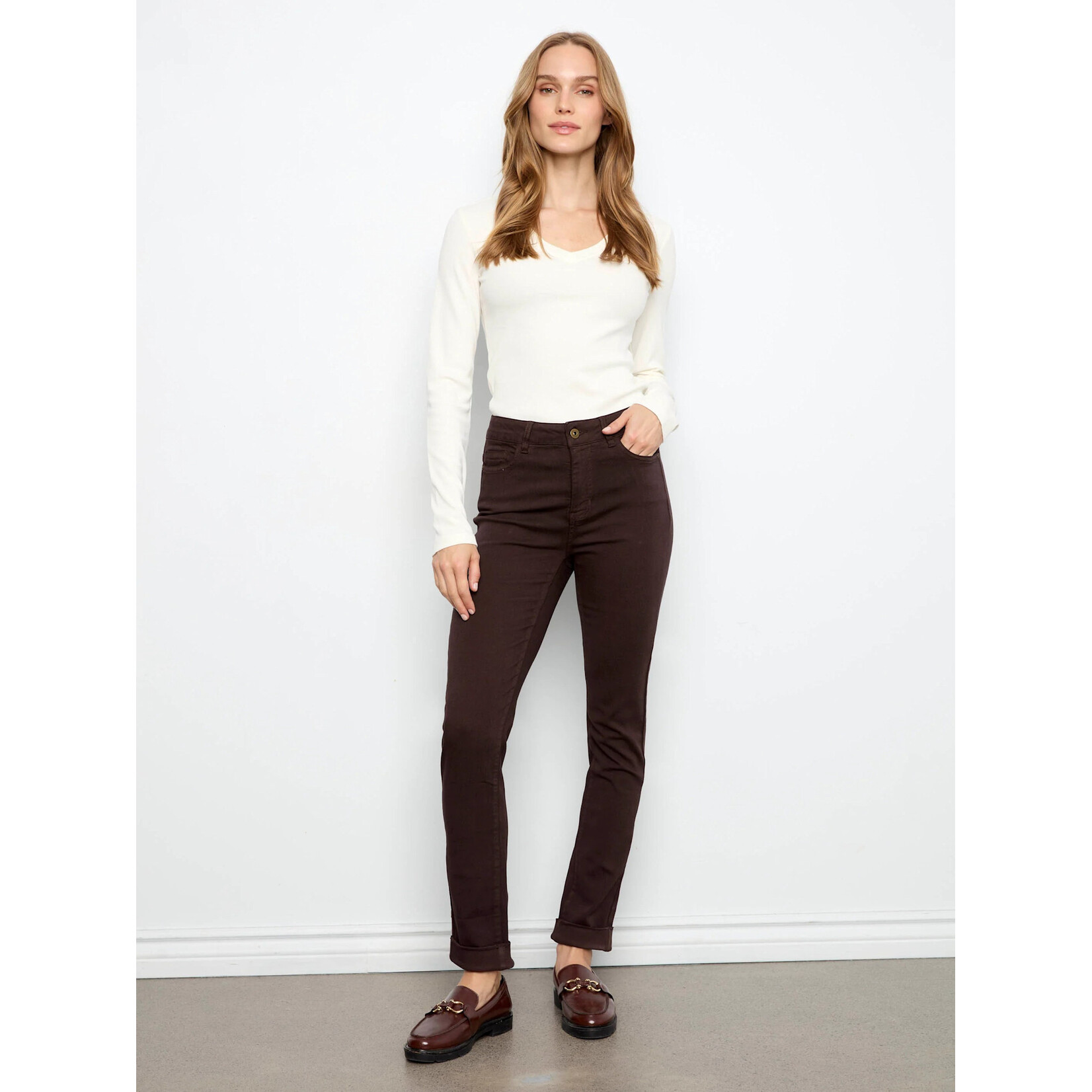 Cuffed Hem 5 Pocket Twill Pant
