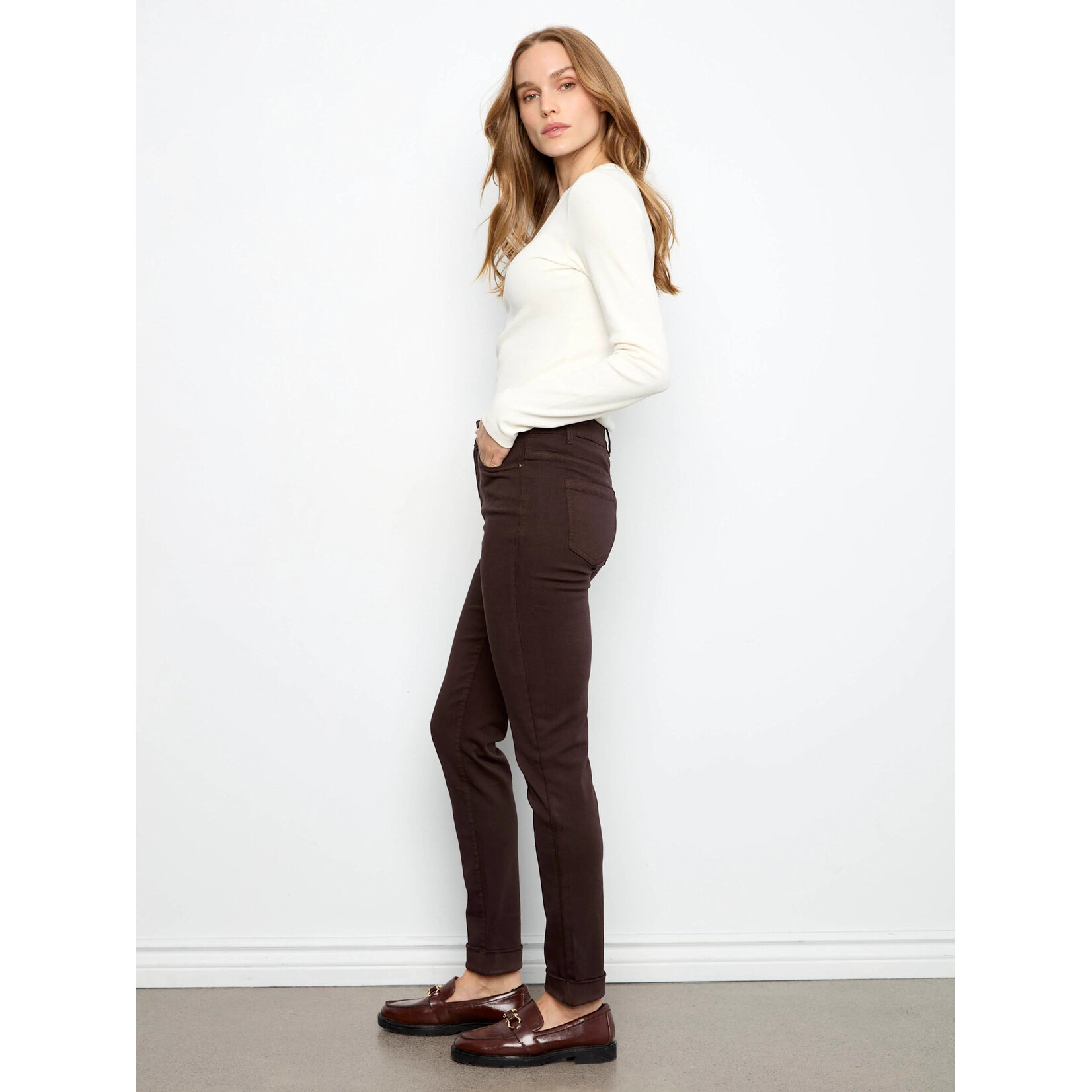 Cuffed Hem 5 Pocket Twill Pant