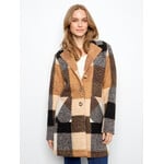 Charlie B Plaid Boucle Knit Tailored Collar Coat