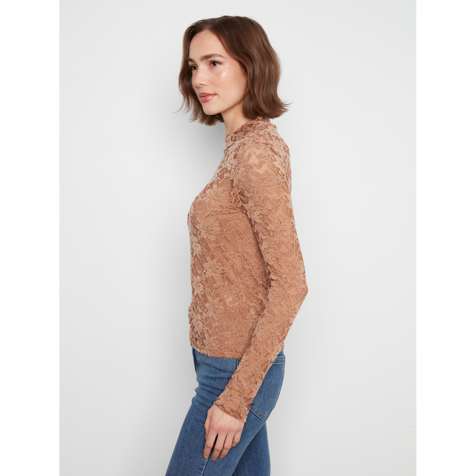 Charlie B Lined Long Sleeve Mock Neck