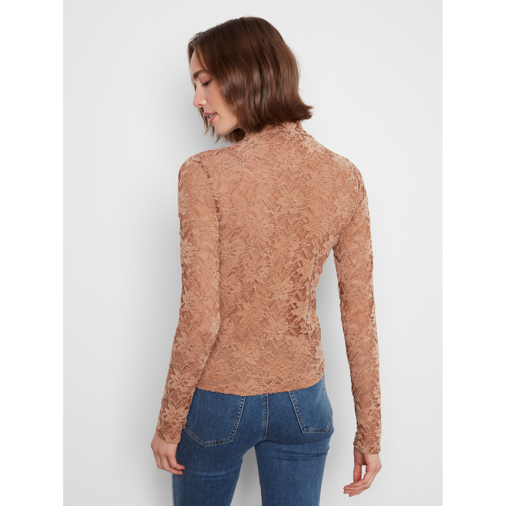 Charlie B Lined Long Sleeve Mock Neck
