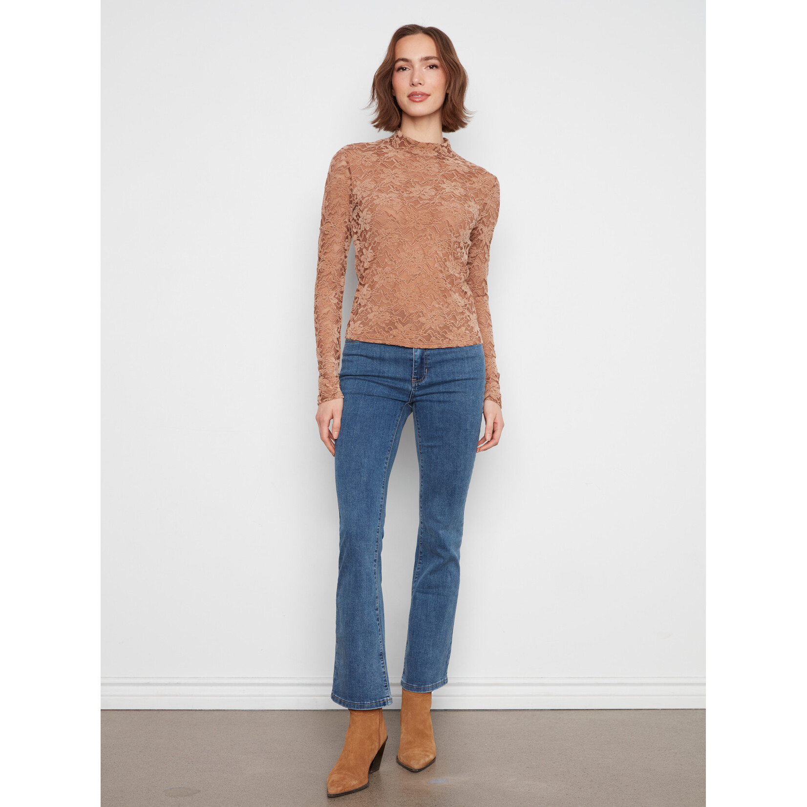 Charlie B Lined Long Sleeve Mock Neck