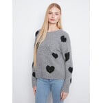 Charlie B Drop Shoulder Heart Embroidered Sweater