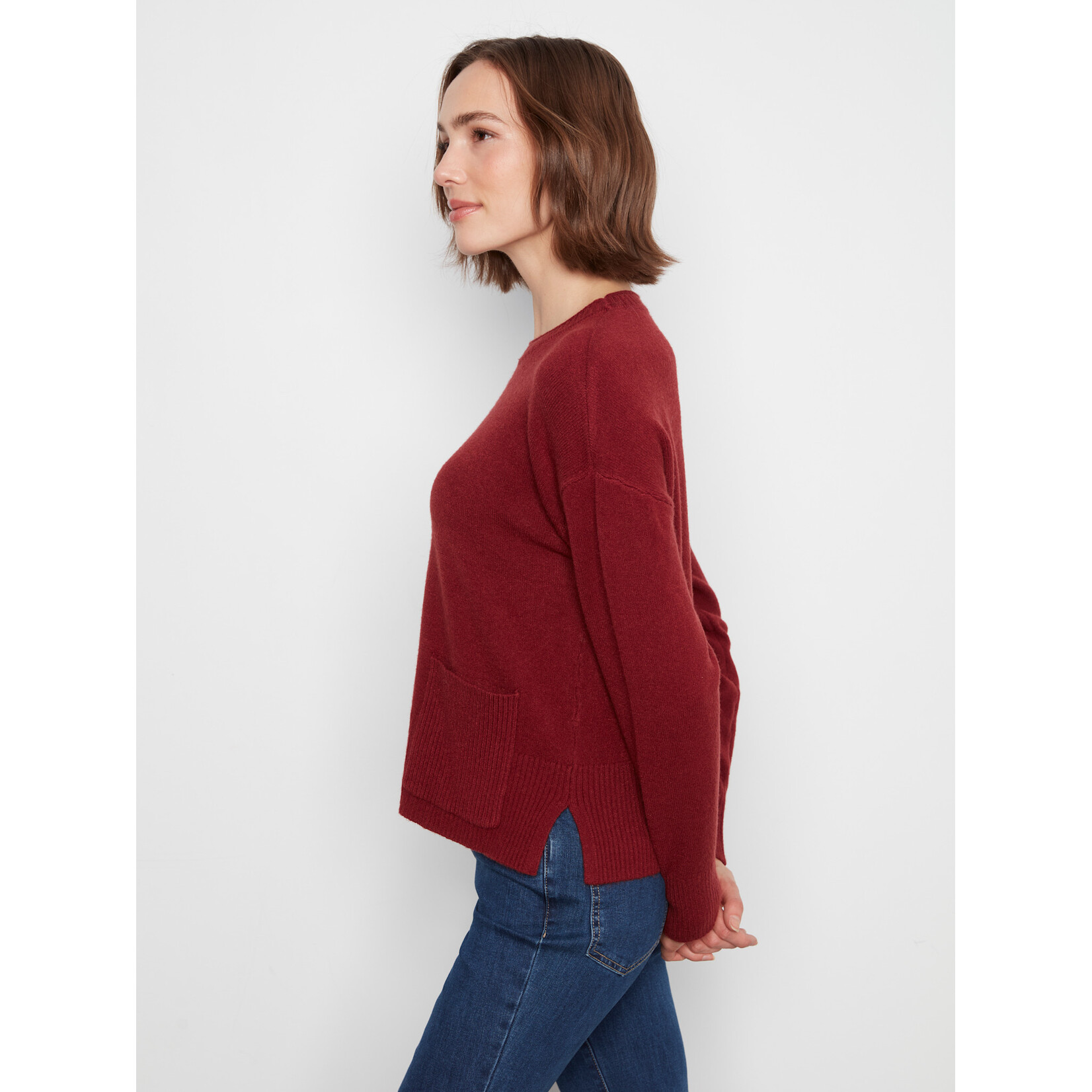 Charlie B Crew Neck Cropped Sweater