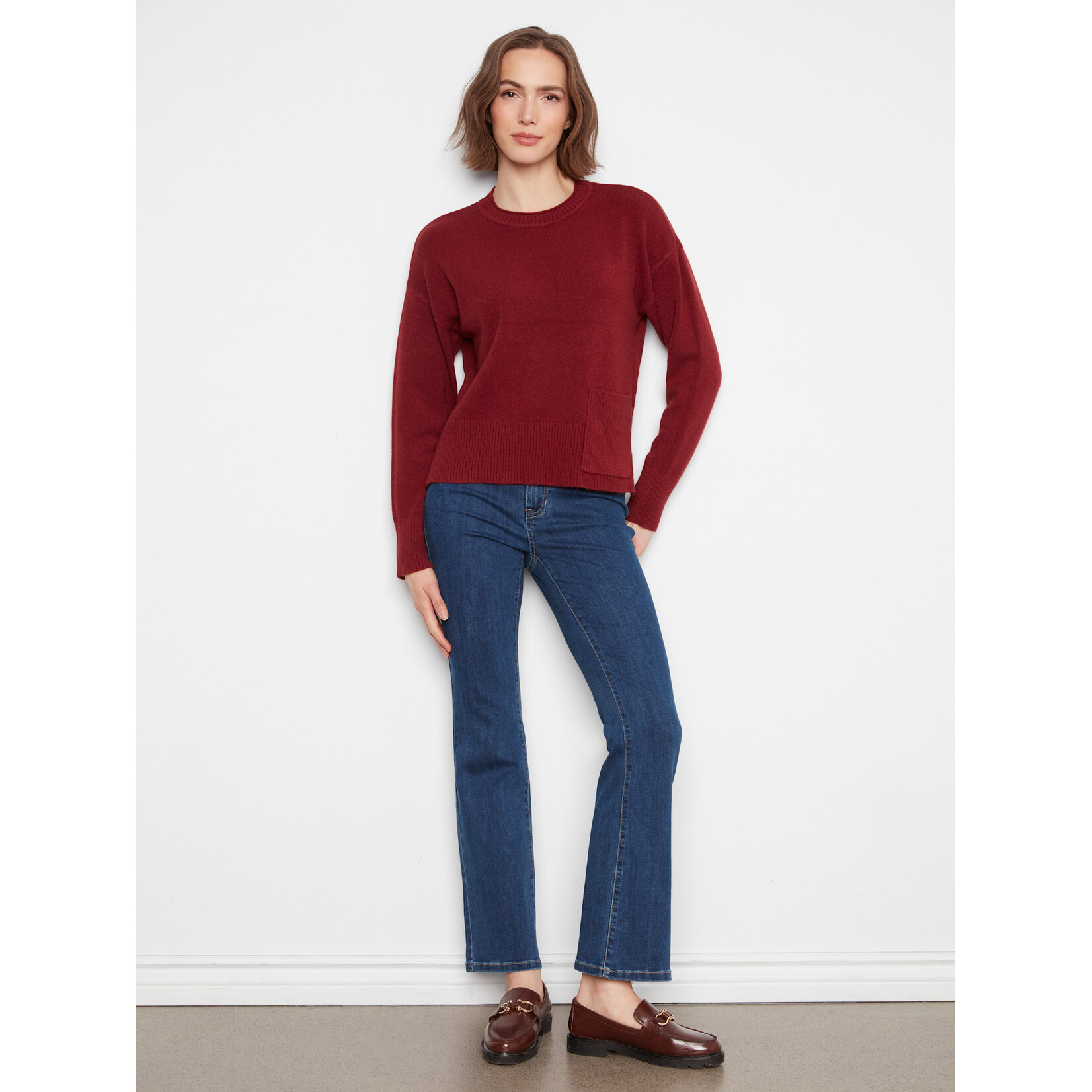 Charlie B Crew Neck Cropped Sweater