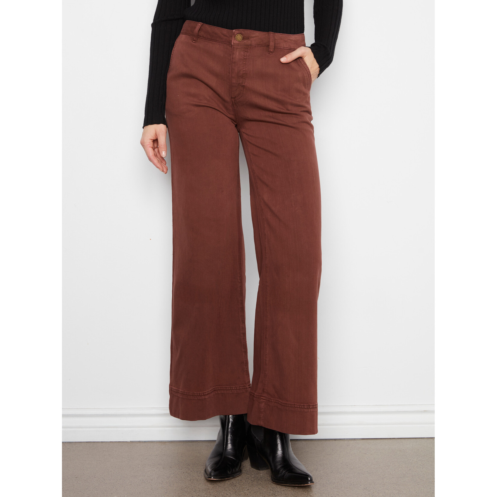 Charlie B Smooth Twill Wide Leg Pants