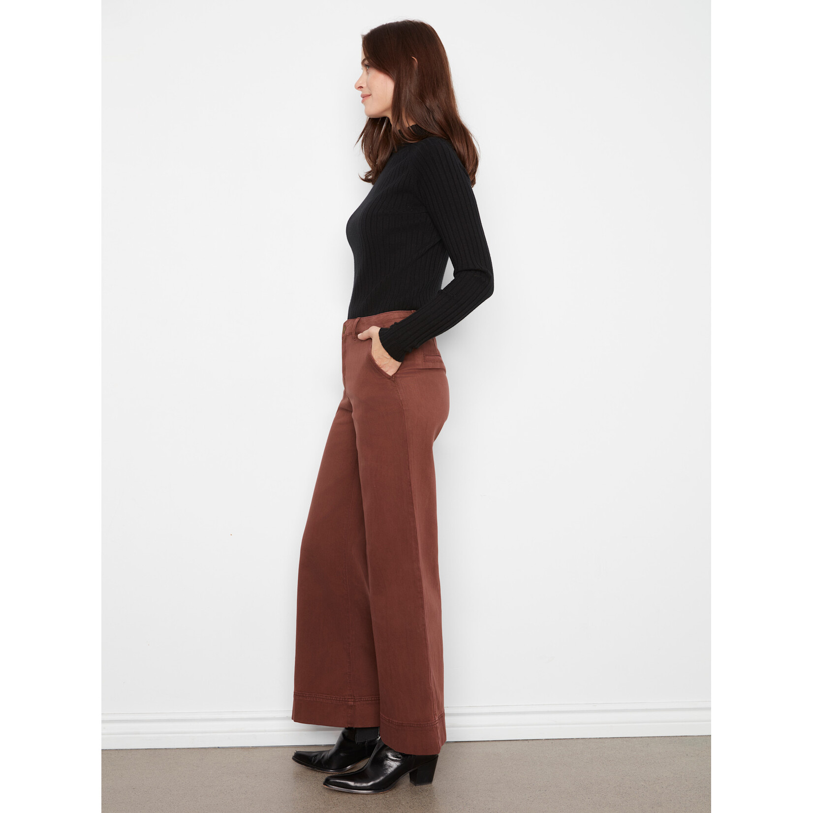Charlie B Smooth Twill Wide Leg Pants