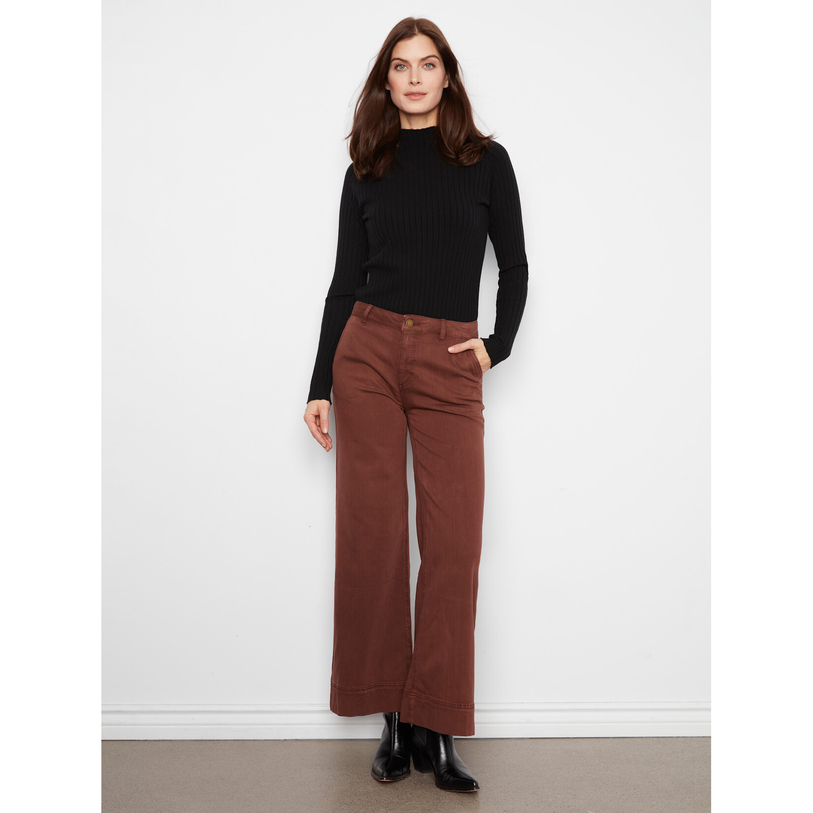 Charlie B Smooth Twill Wide Leg Pants