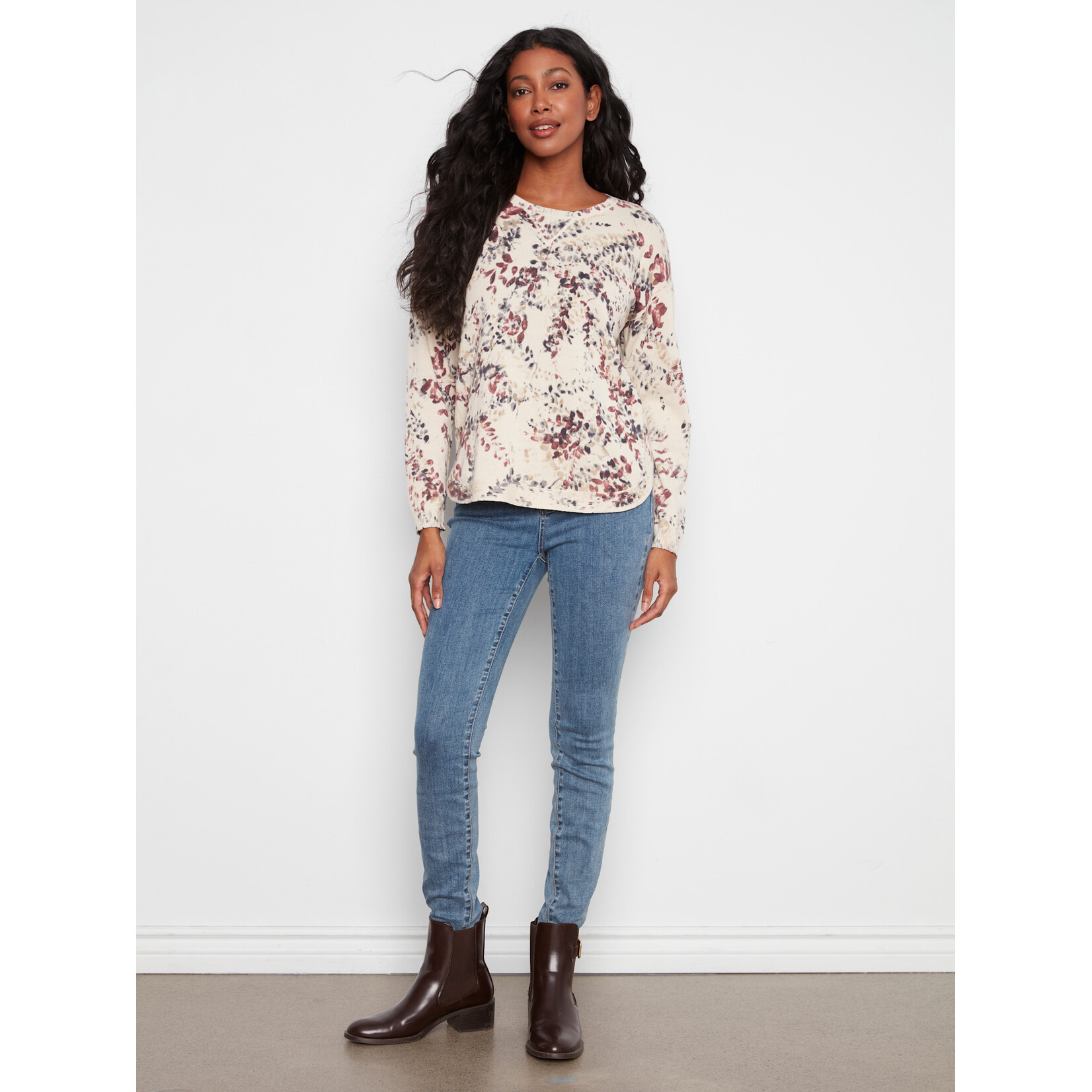 Charlie B Crew Neck Reverse Sweater