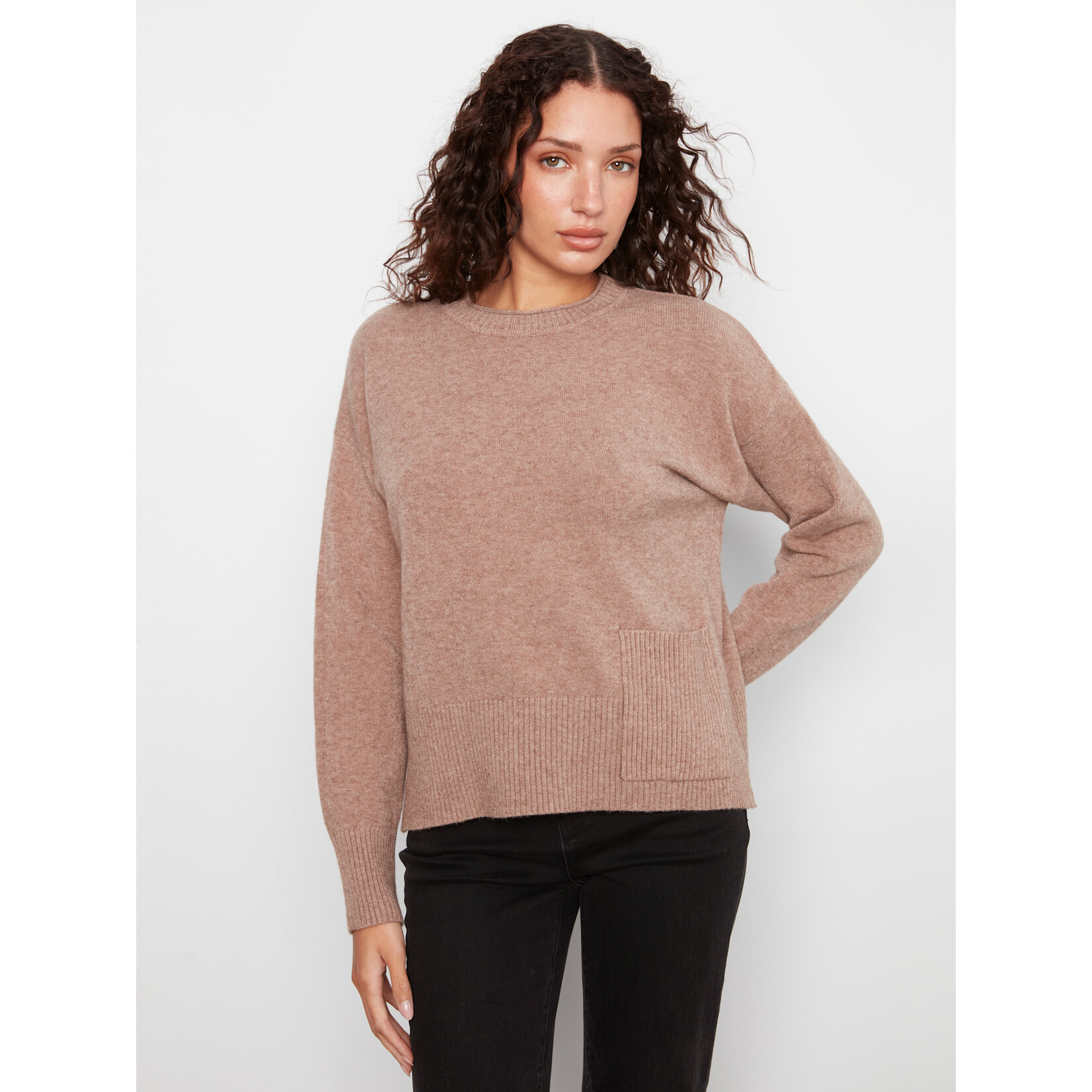 Charlie B Crew Neck Cropped Sweater