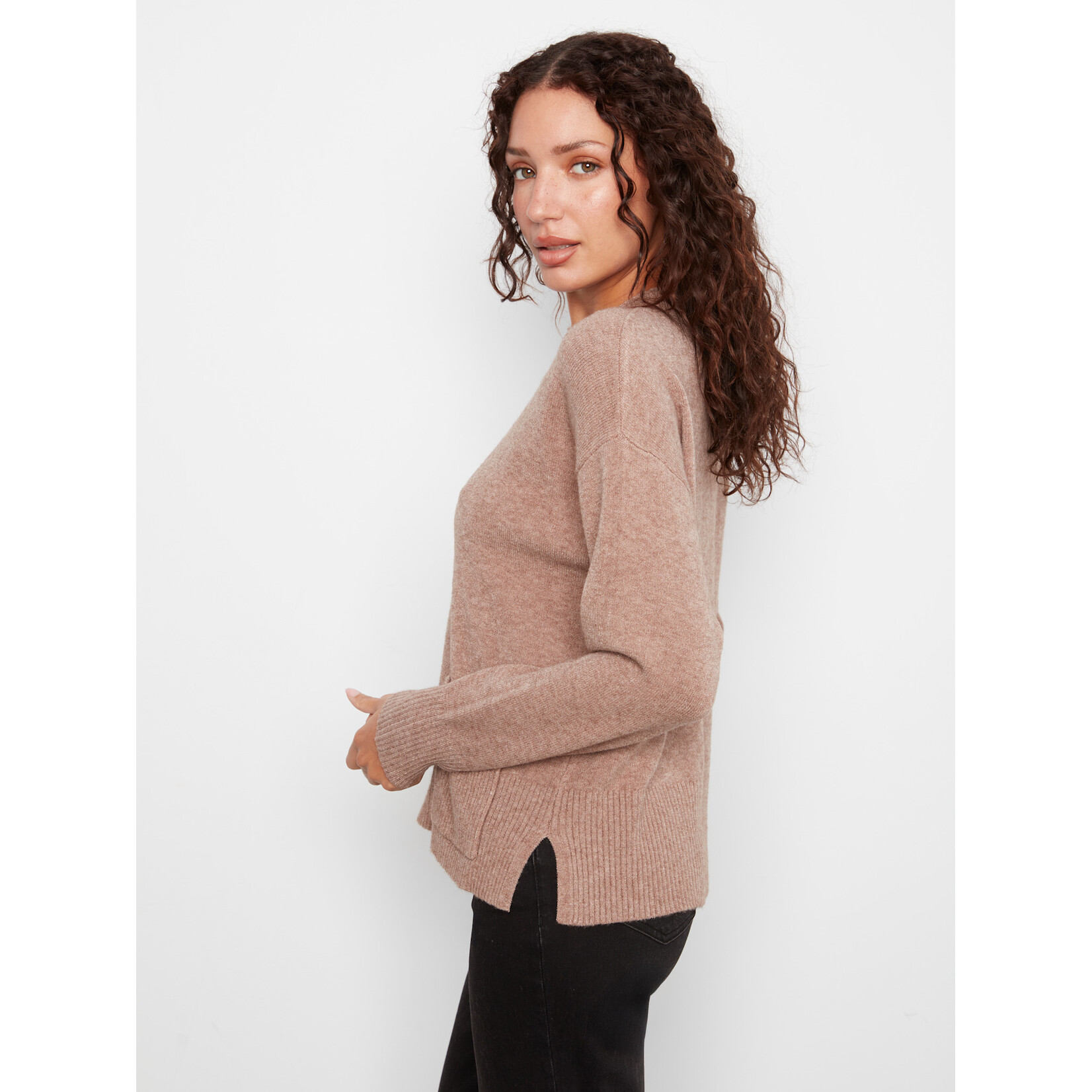 Charlie B Crew Neck Cropped Sweater