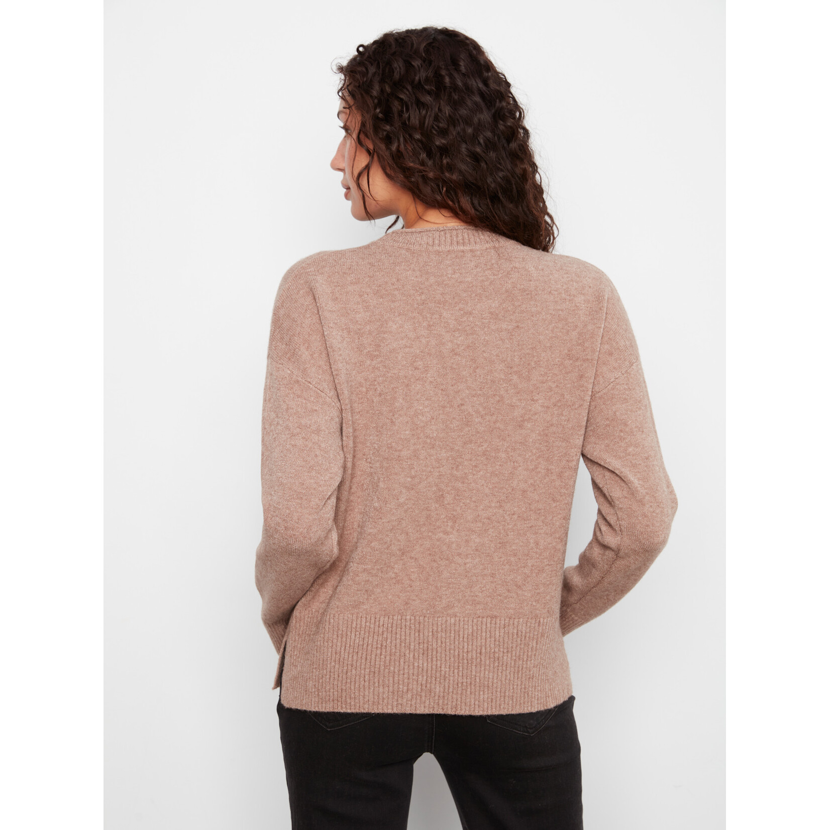 Charlie B Crew Neck Cropped Sweater