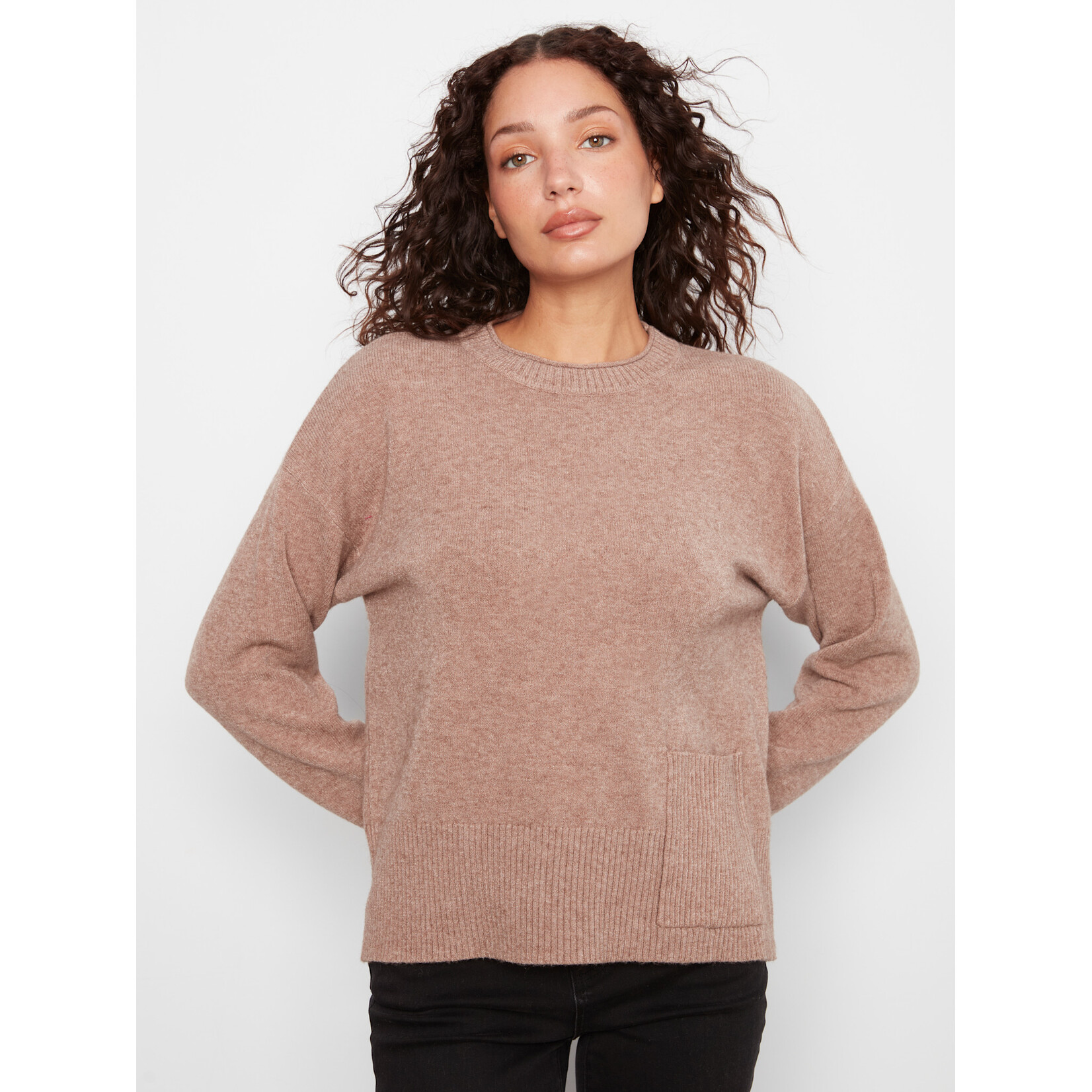 Charlie B Crew Neck Cropped Sweater