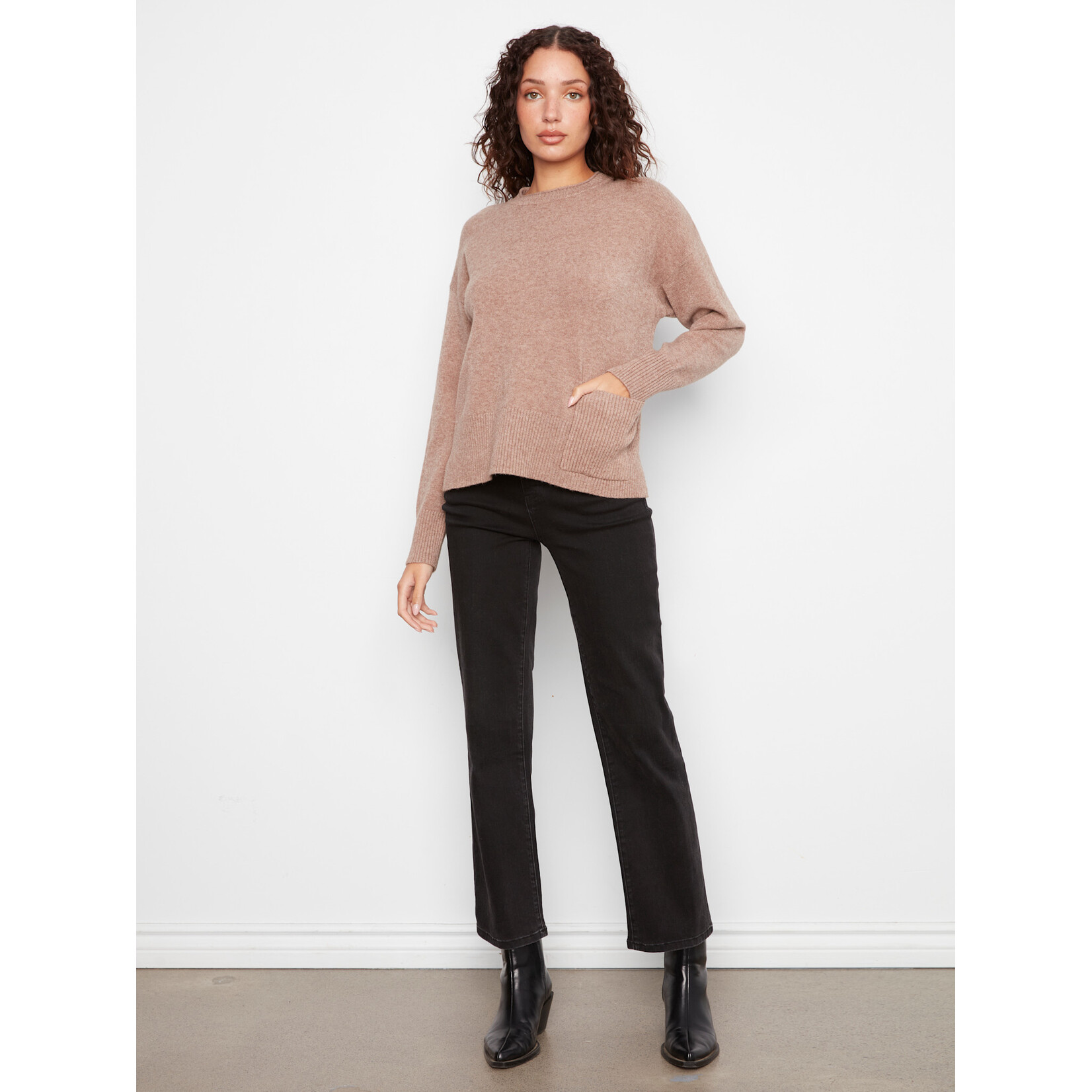 Charlie B Crew Neck Cropped Sweater