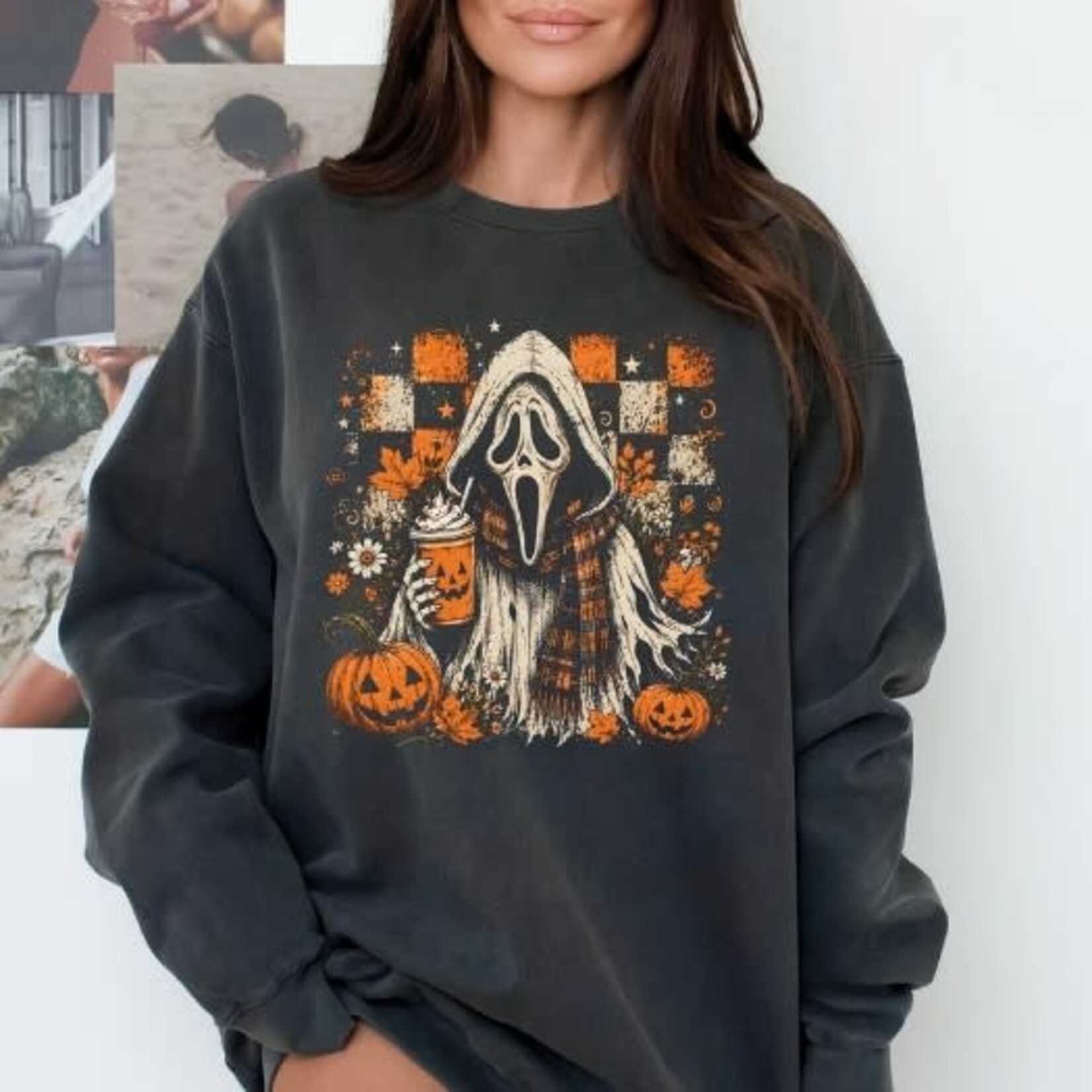 RBA Coffee Ghost Face Sweatshirt Dark Heather Grey