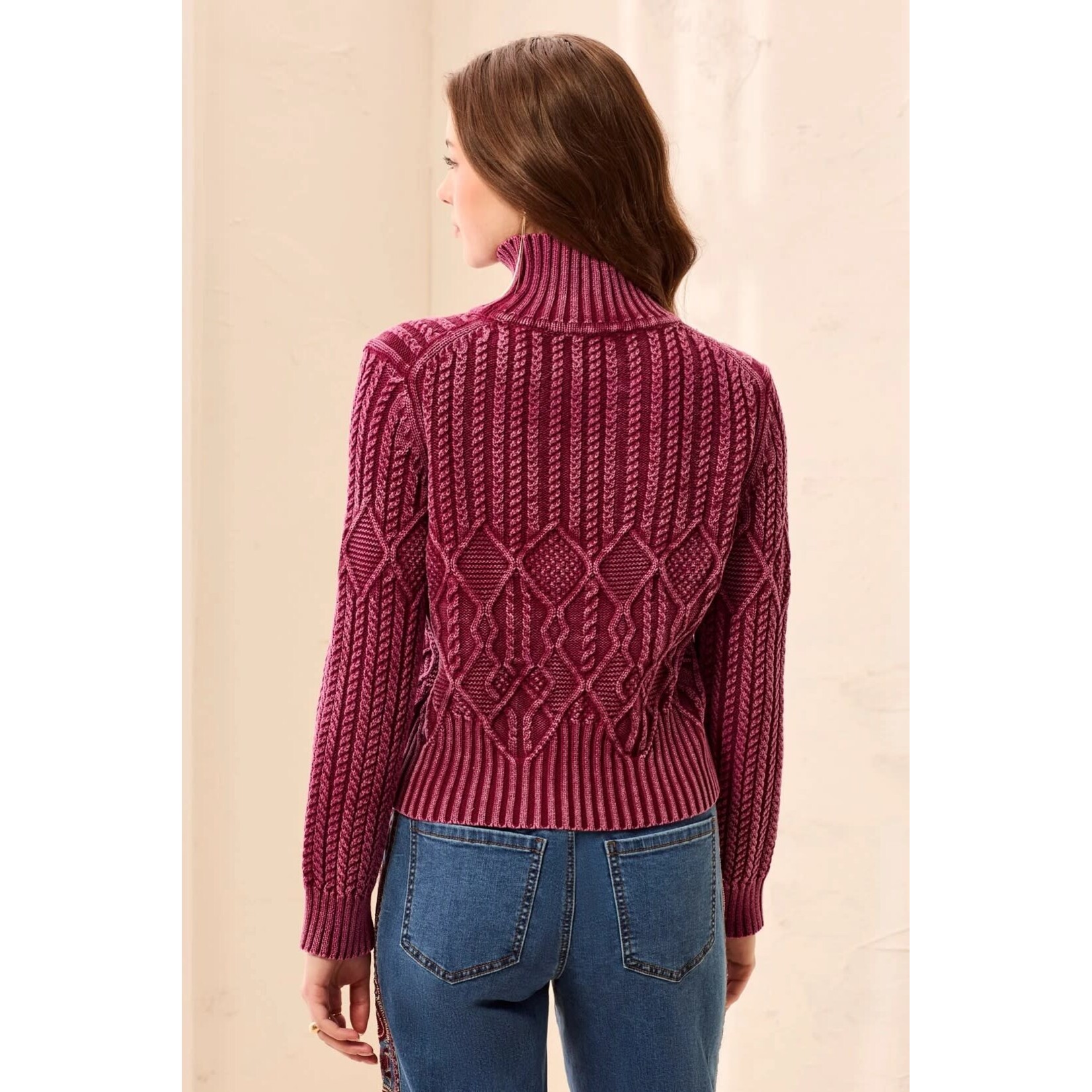 Tribal Special Wash Mock Neck Sweater