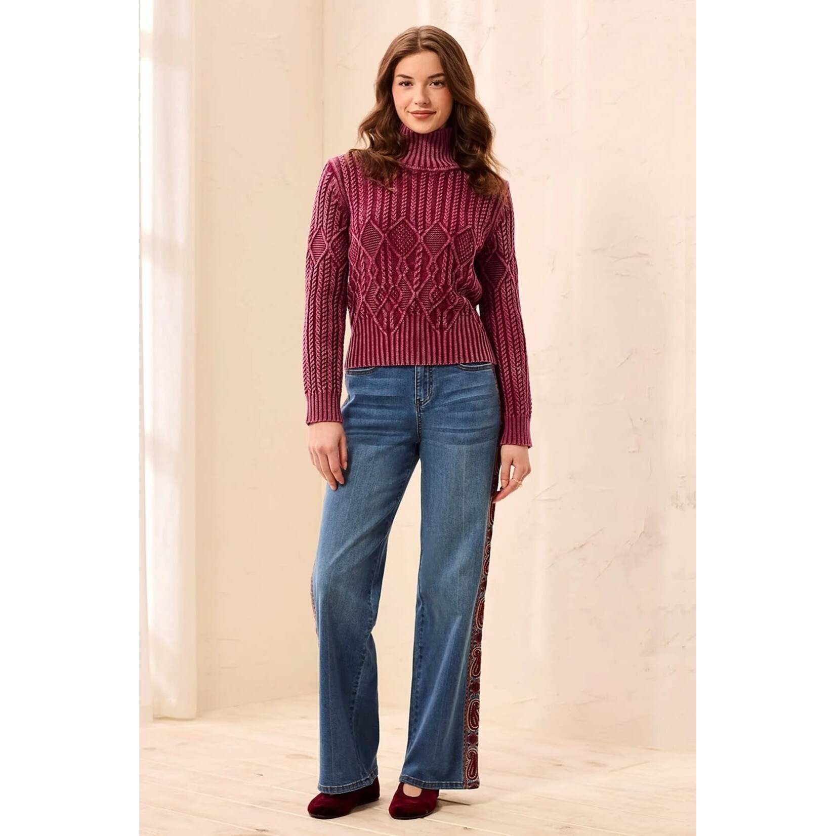 Tribal Special Wash Mock Neck Sweater