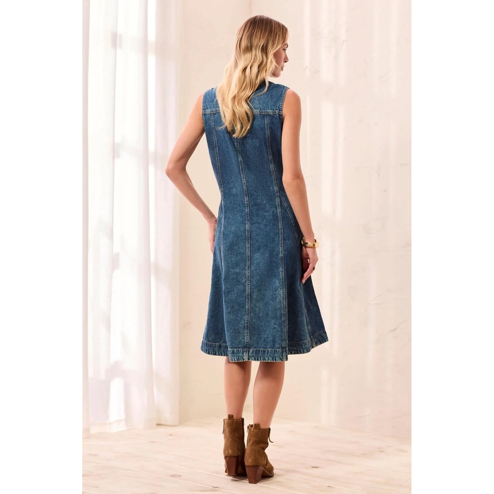 Tribal Flowy Denim Dress With Inserts